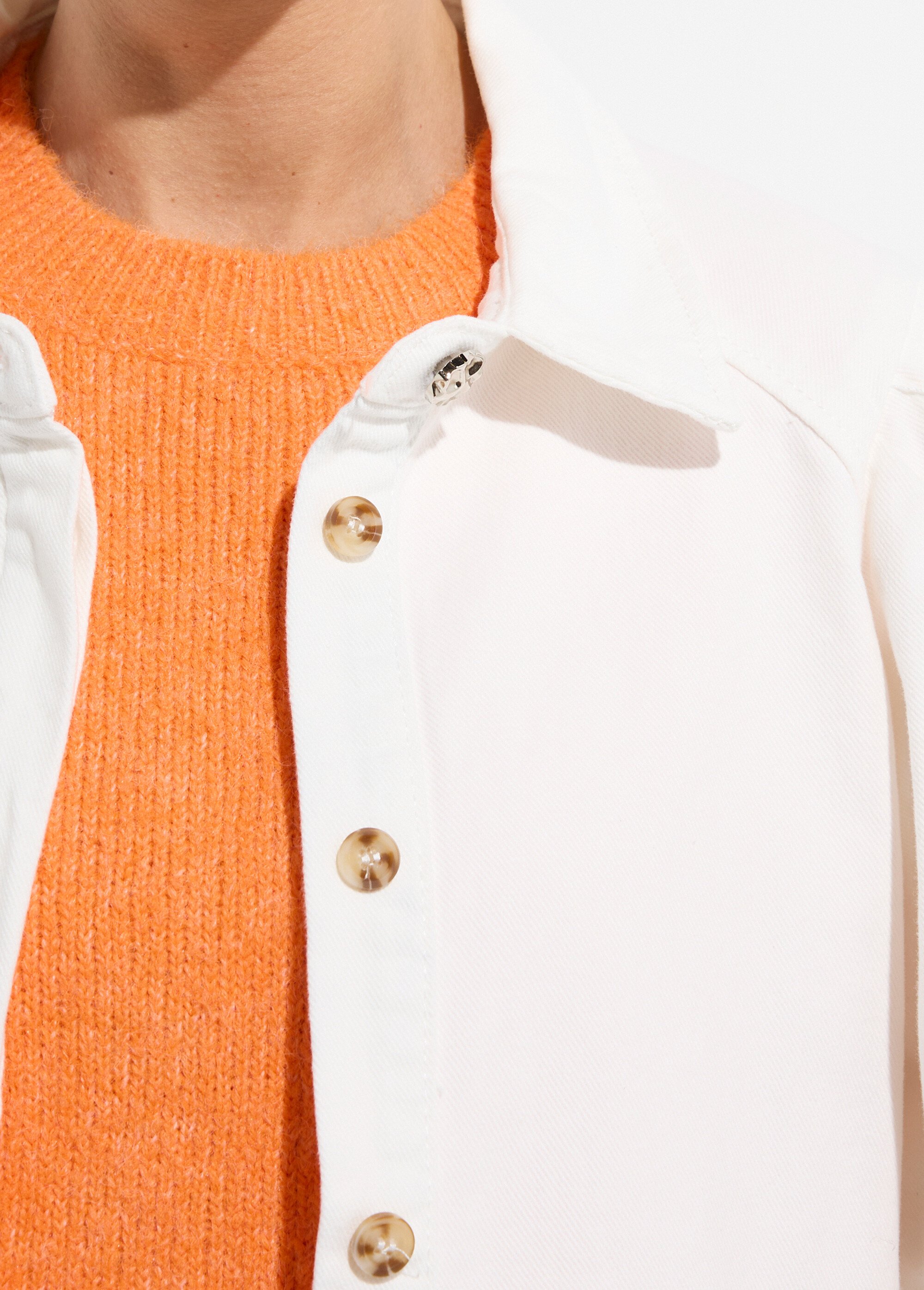 Chemise denim used, manches bouffantes Femme Blanc JS-JS-1165 DE2