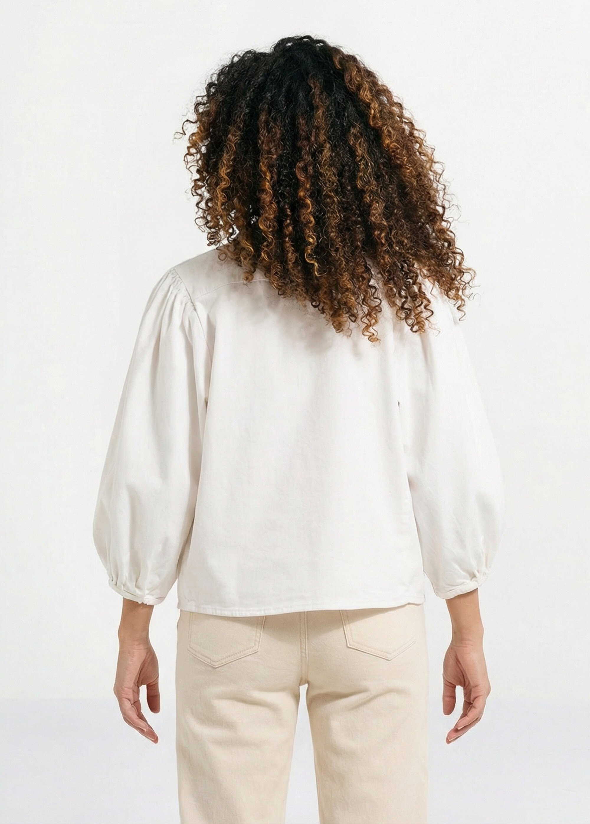 Chemise denim used, manches bouffantes