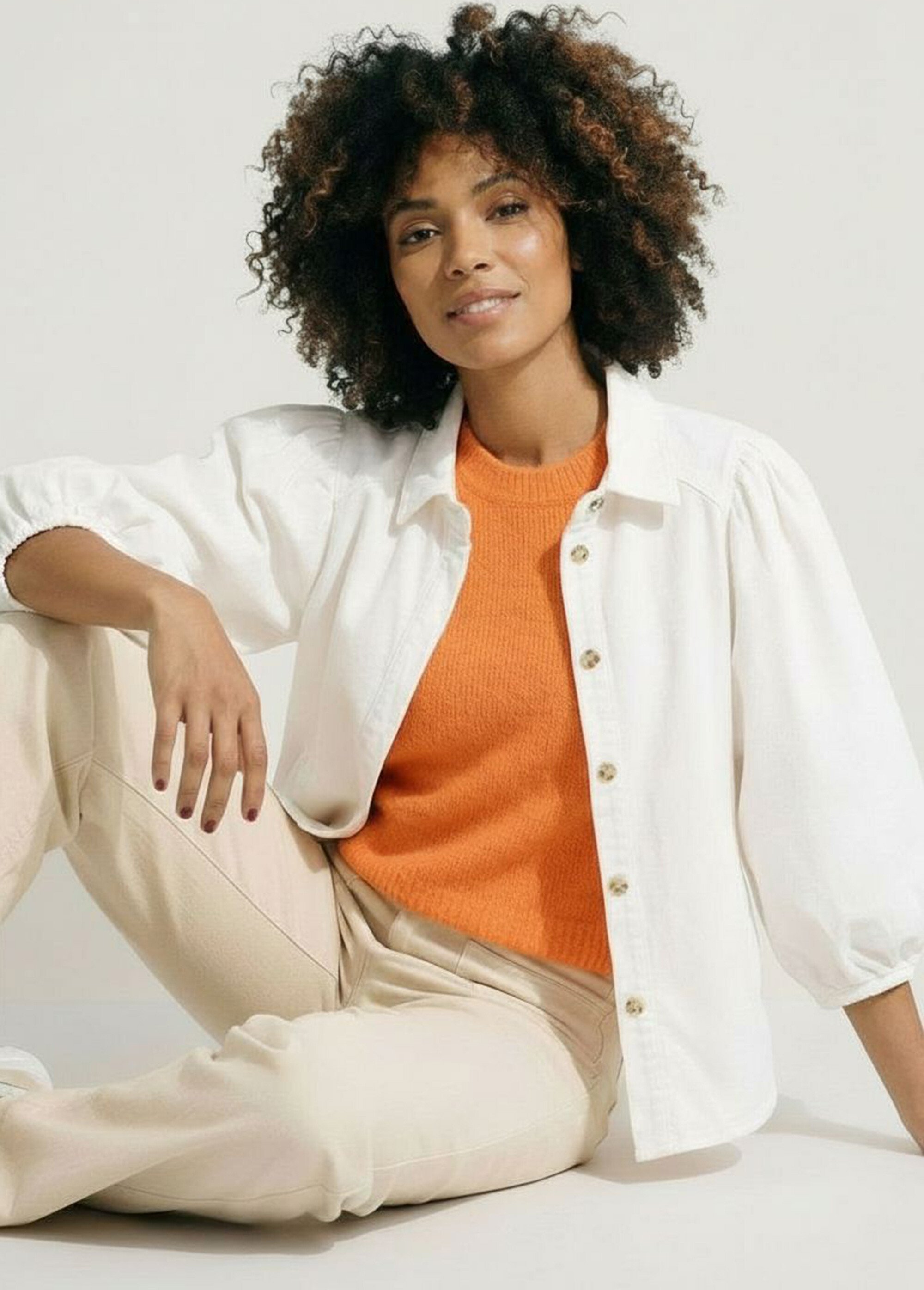 Chemise denim used, manches bouffantes