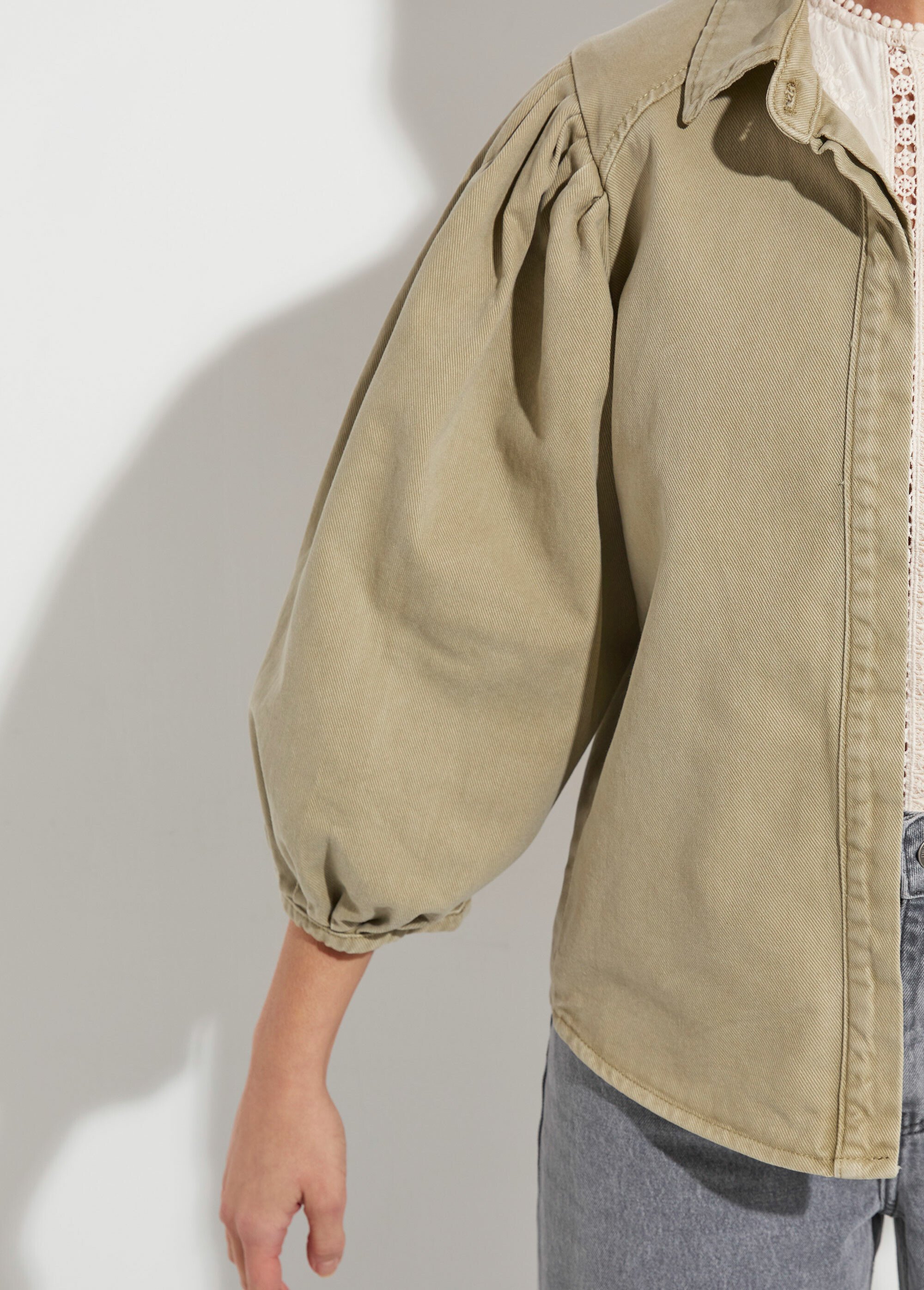 Chemise denim used, manches bouffantes