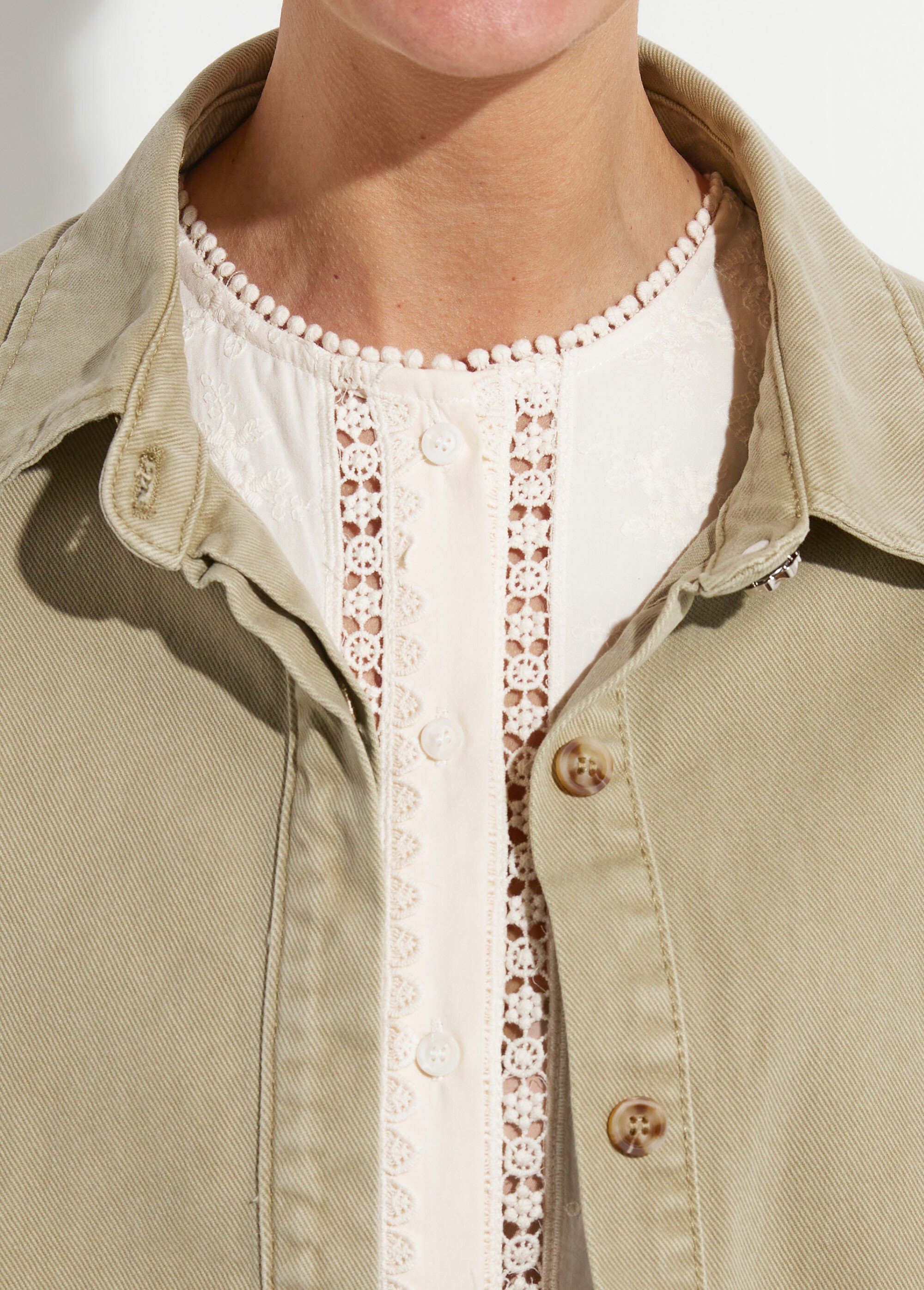 Chemise denim used, manches bouffantes Femme Vert JS-JS-1165 DE2