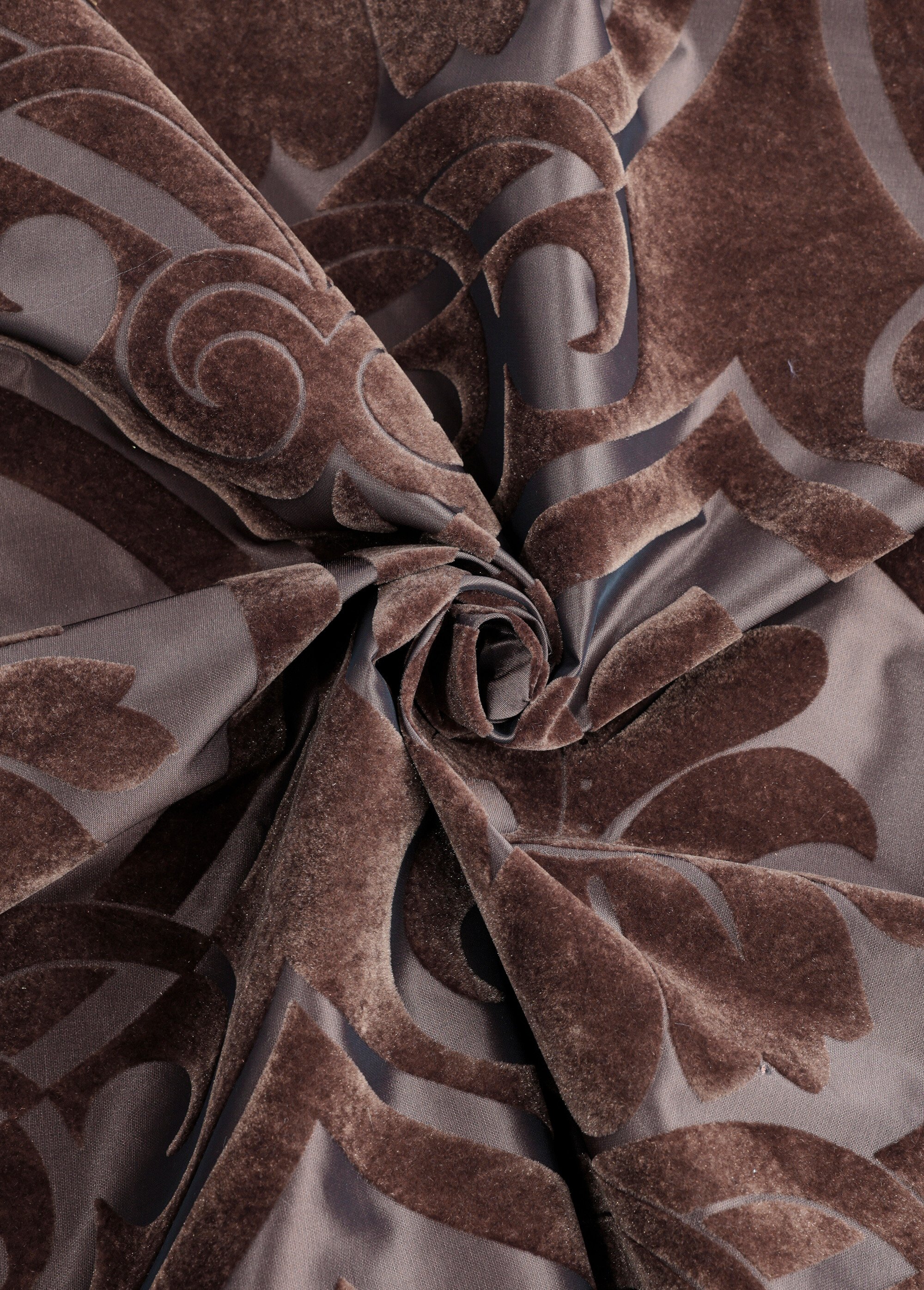 Coupon taffetas ameublement, acanthes MARRON COT148555 FA1