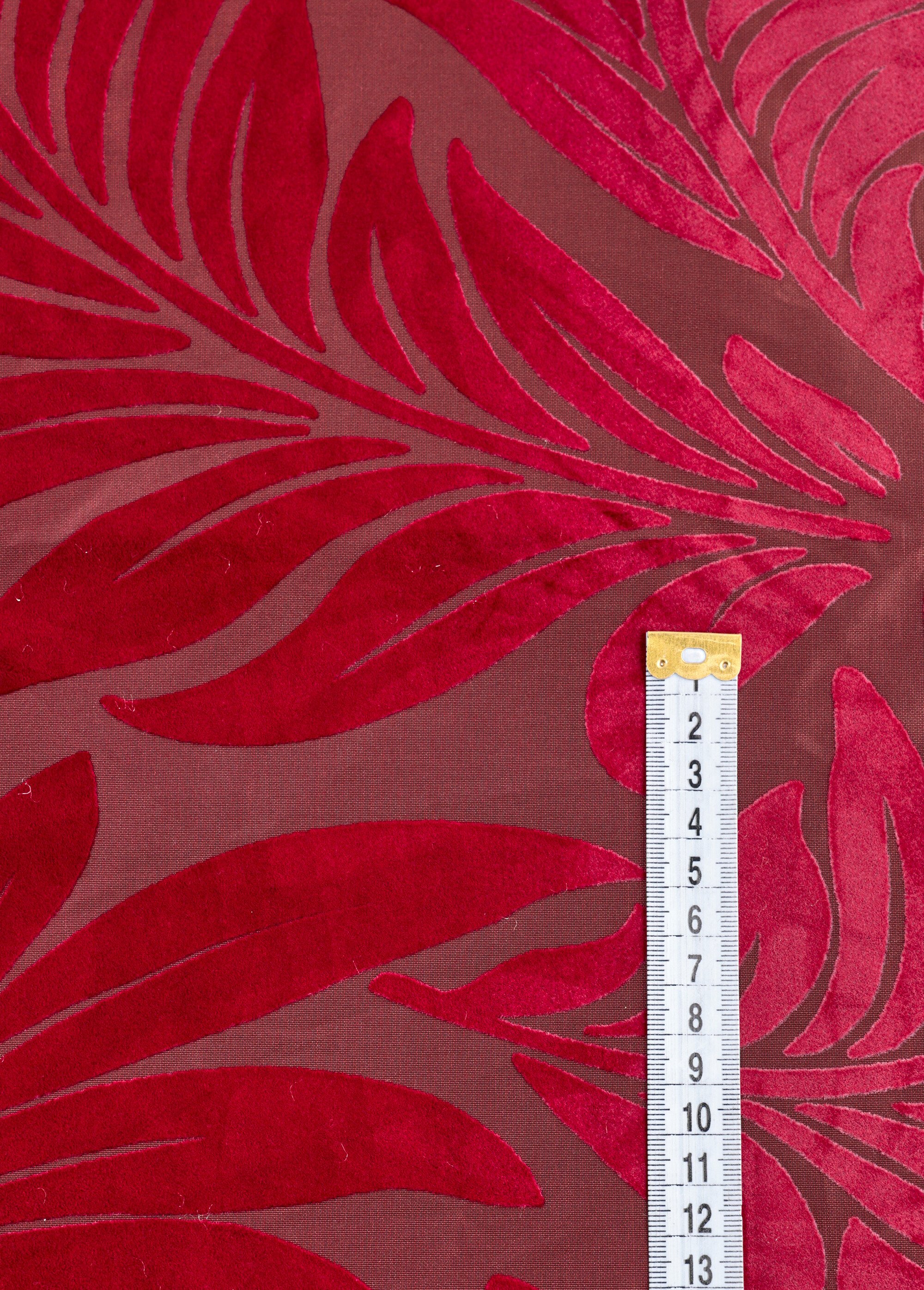 Coupon taffetas ameublement, rameaux ROUGE COT148550 DE1