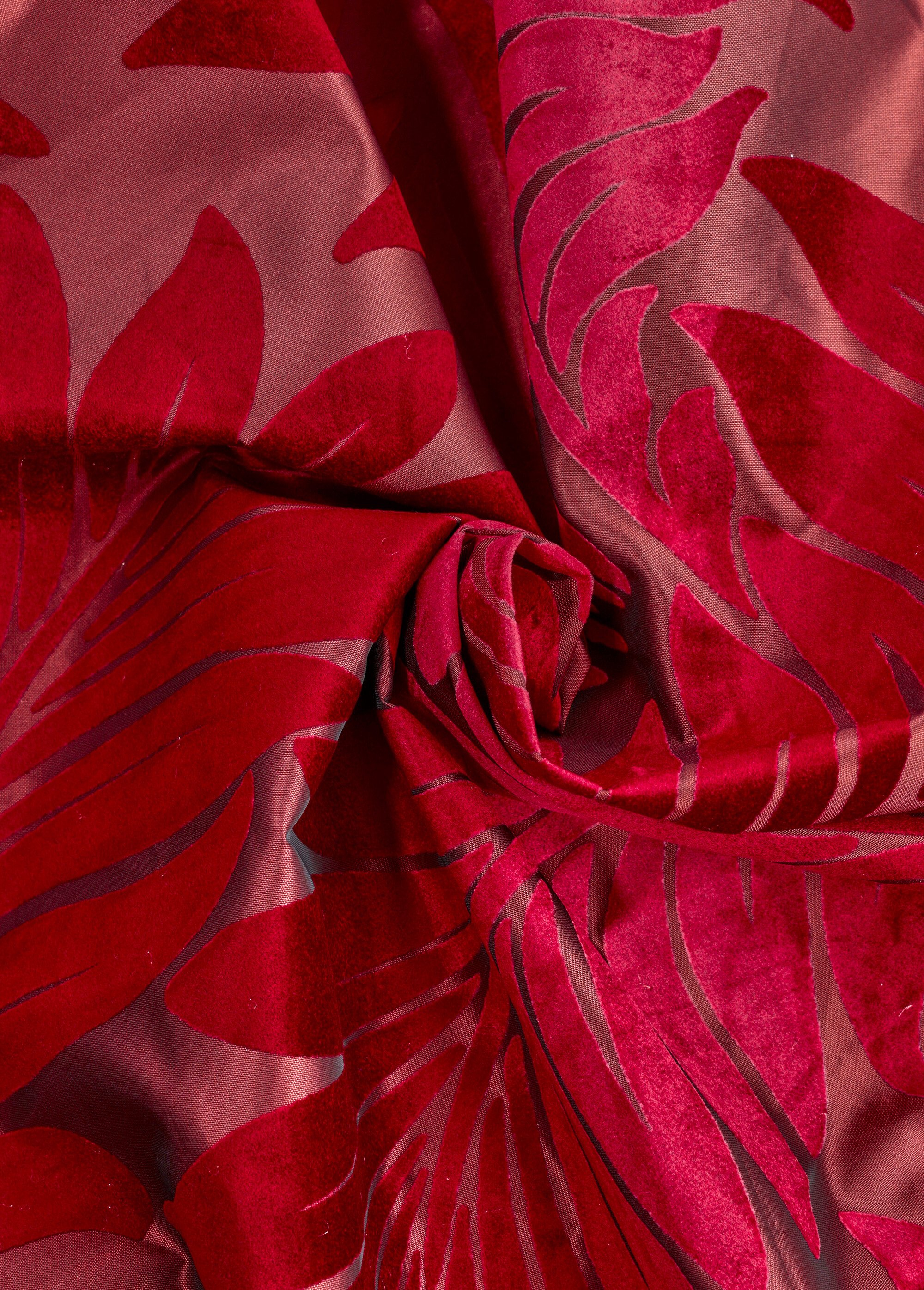 Coupon taffetas ameublement, rameaux ROUGE COT148550 FA1