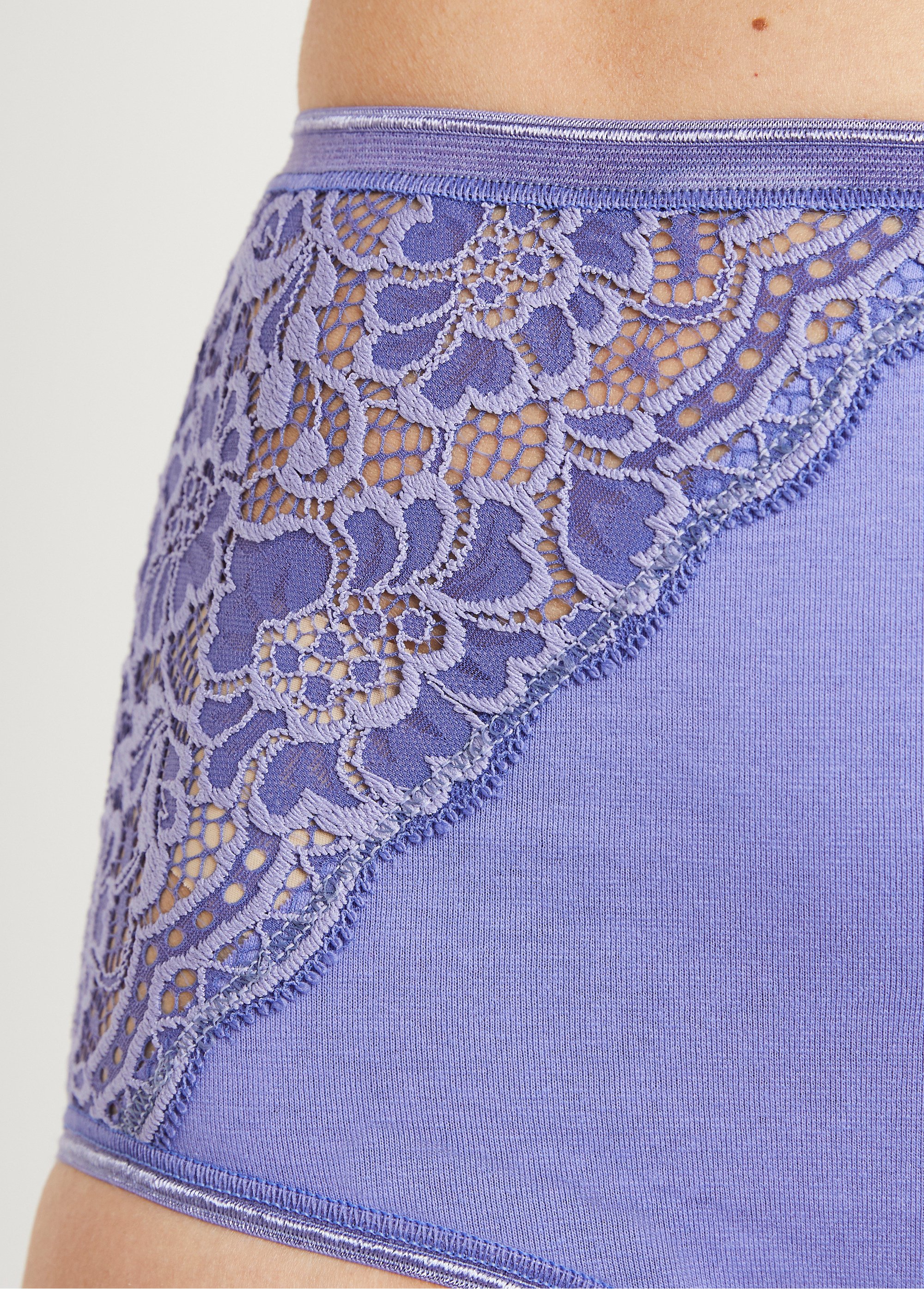 Culottes taille haute empiècements dentelle