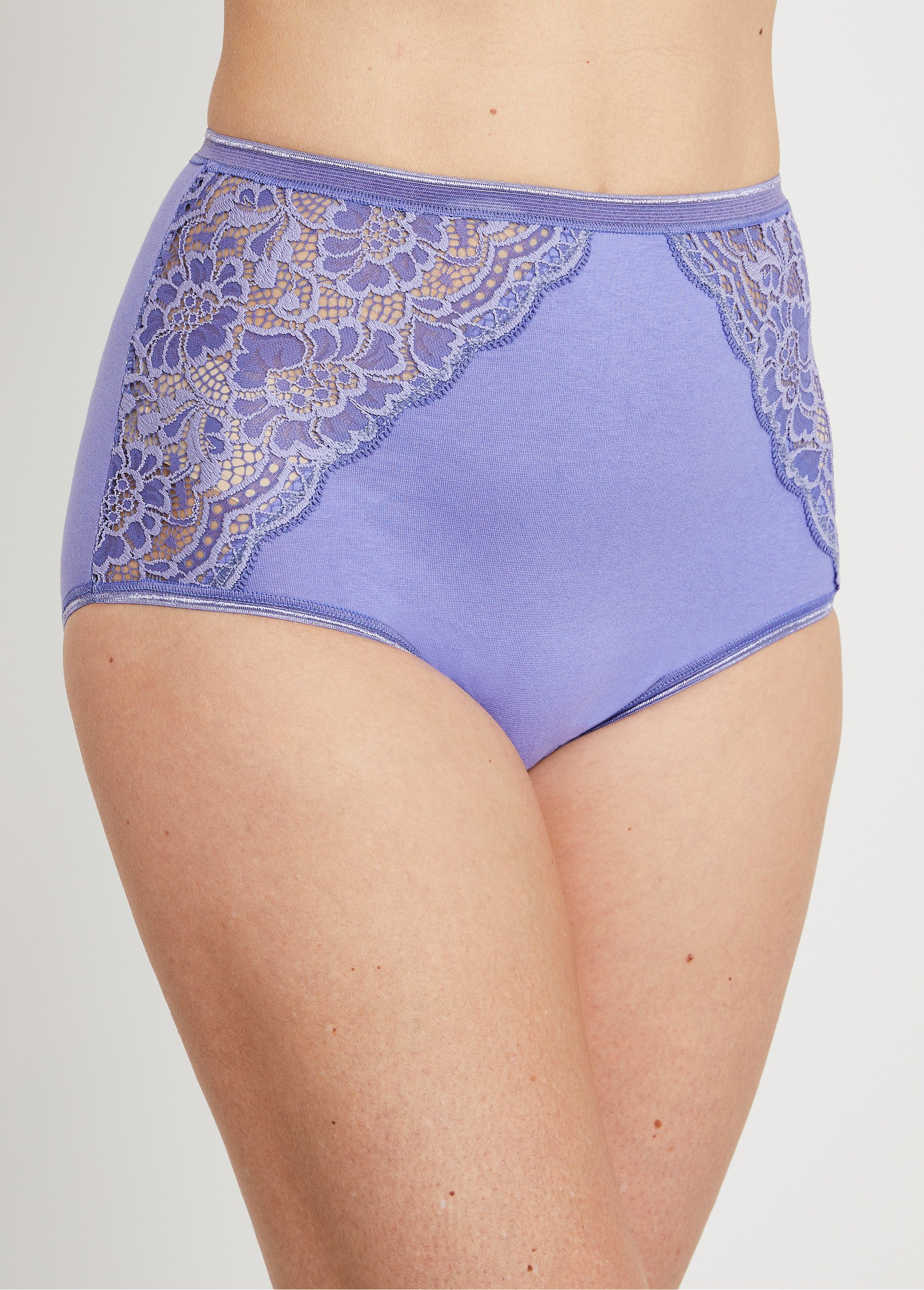 Culottes taille haute empiècements dentelle