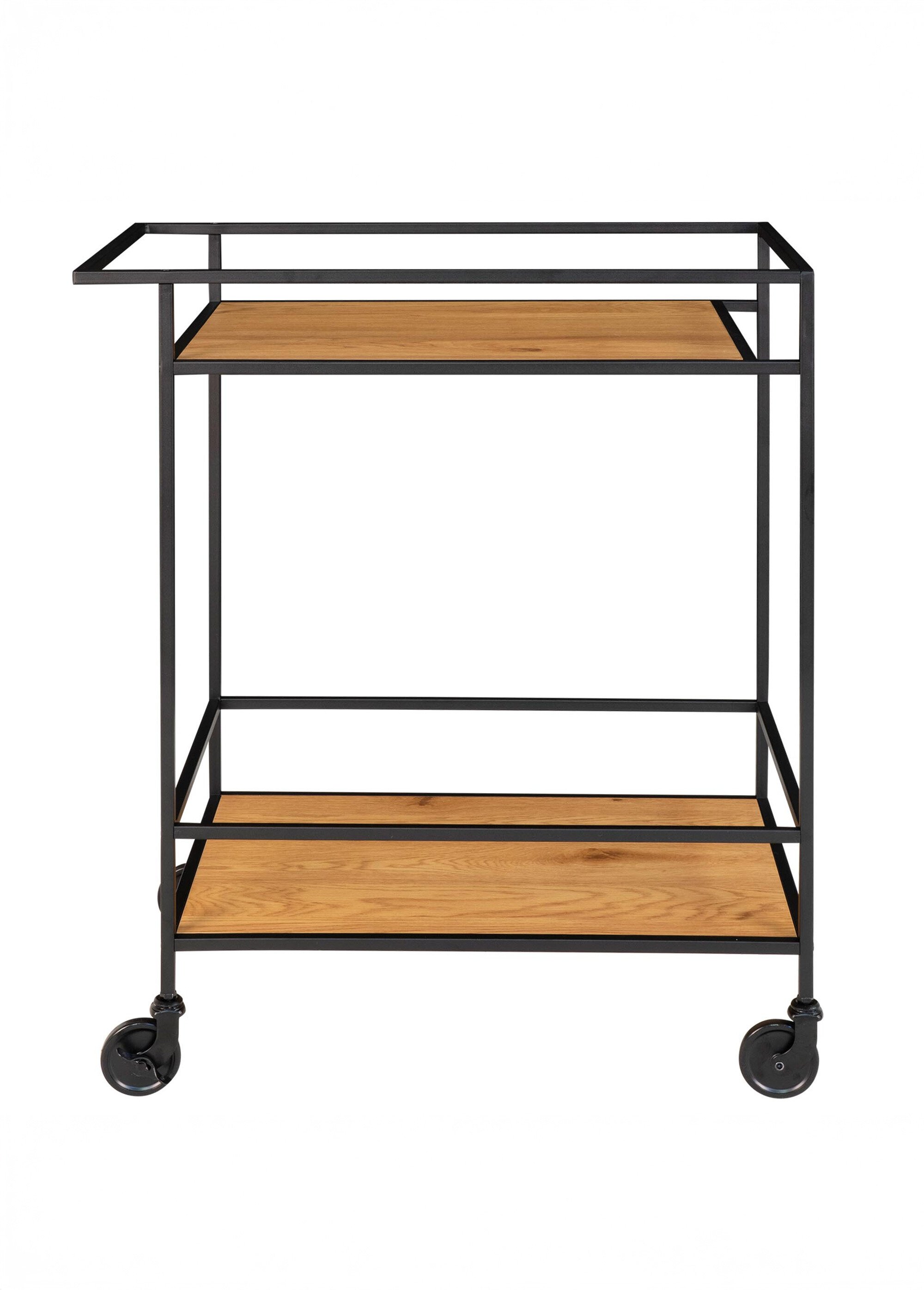 Desserte bar mobile, 2 niveaux, noyer BEIGE HN-2101535 DE2