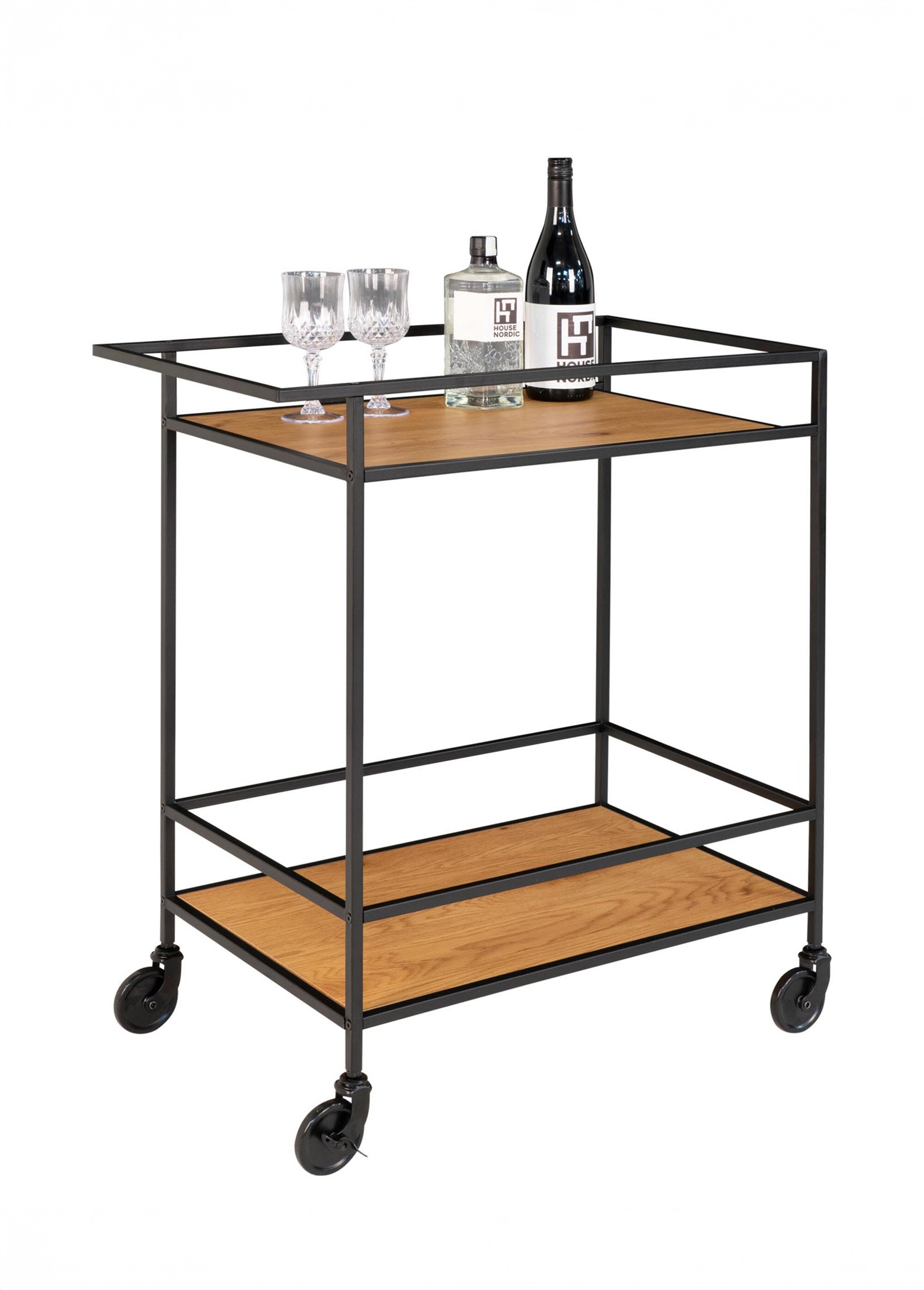 Desserte bar mobile, 2 niveaux, noyer BEIGE HN-2101535 SI2