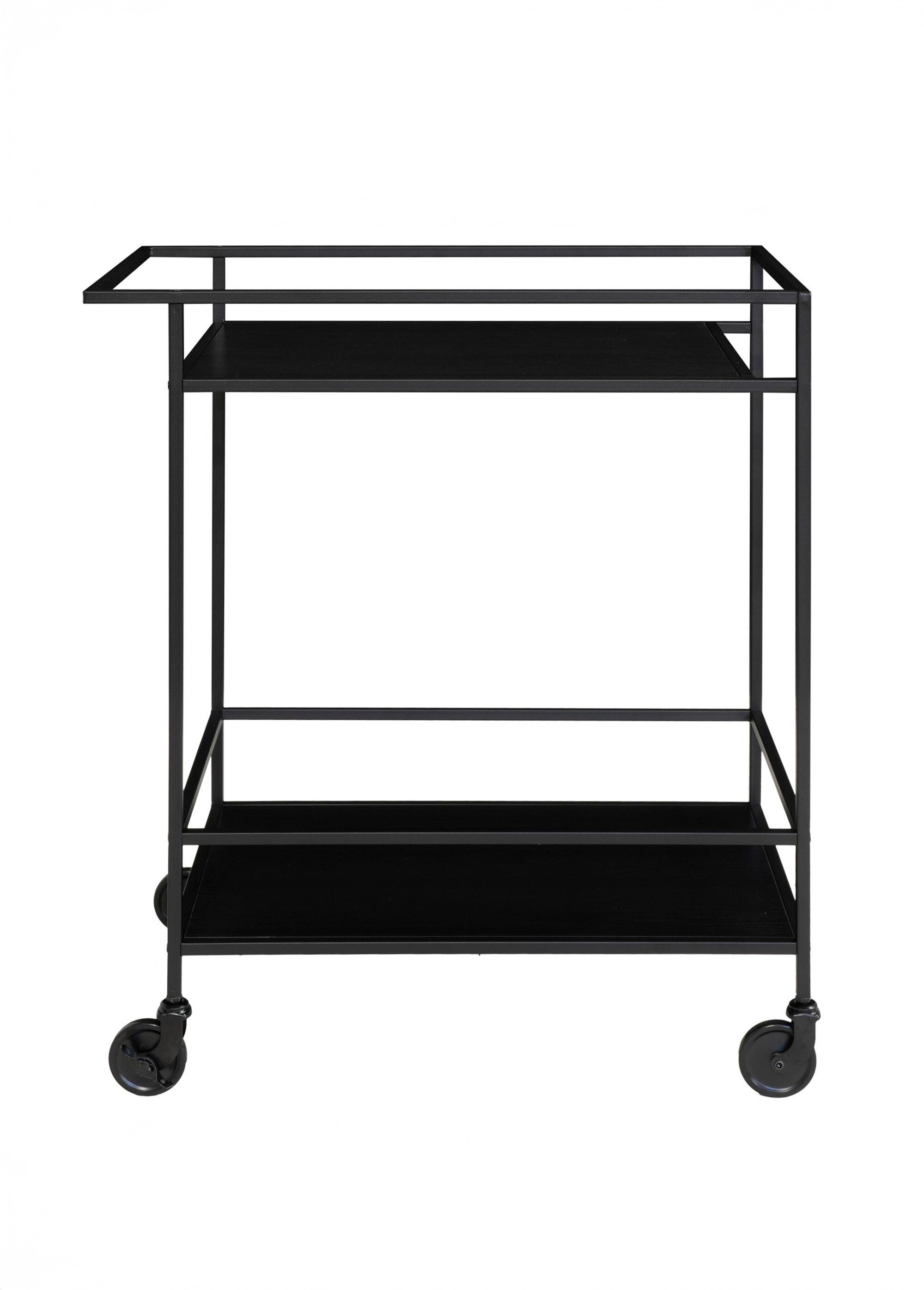 Desserte bar mobile foncée, 2 niveaux