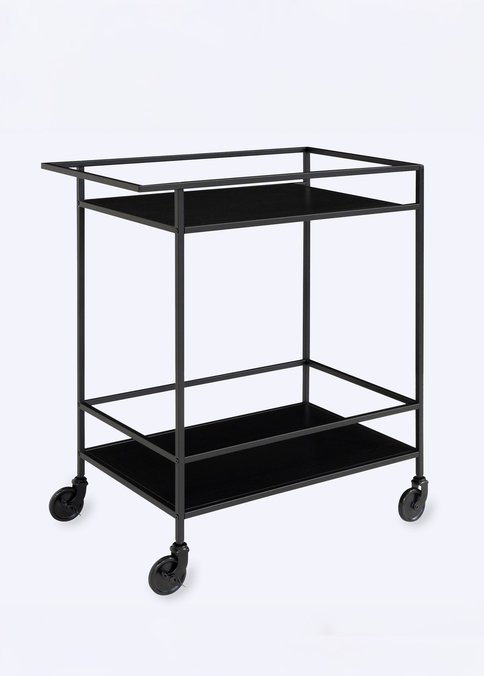 Desserte bar mobile foncée, 2 niveaux NOIR HN-2101530 FA1