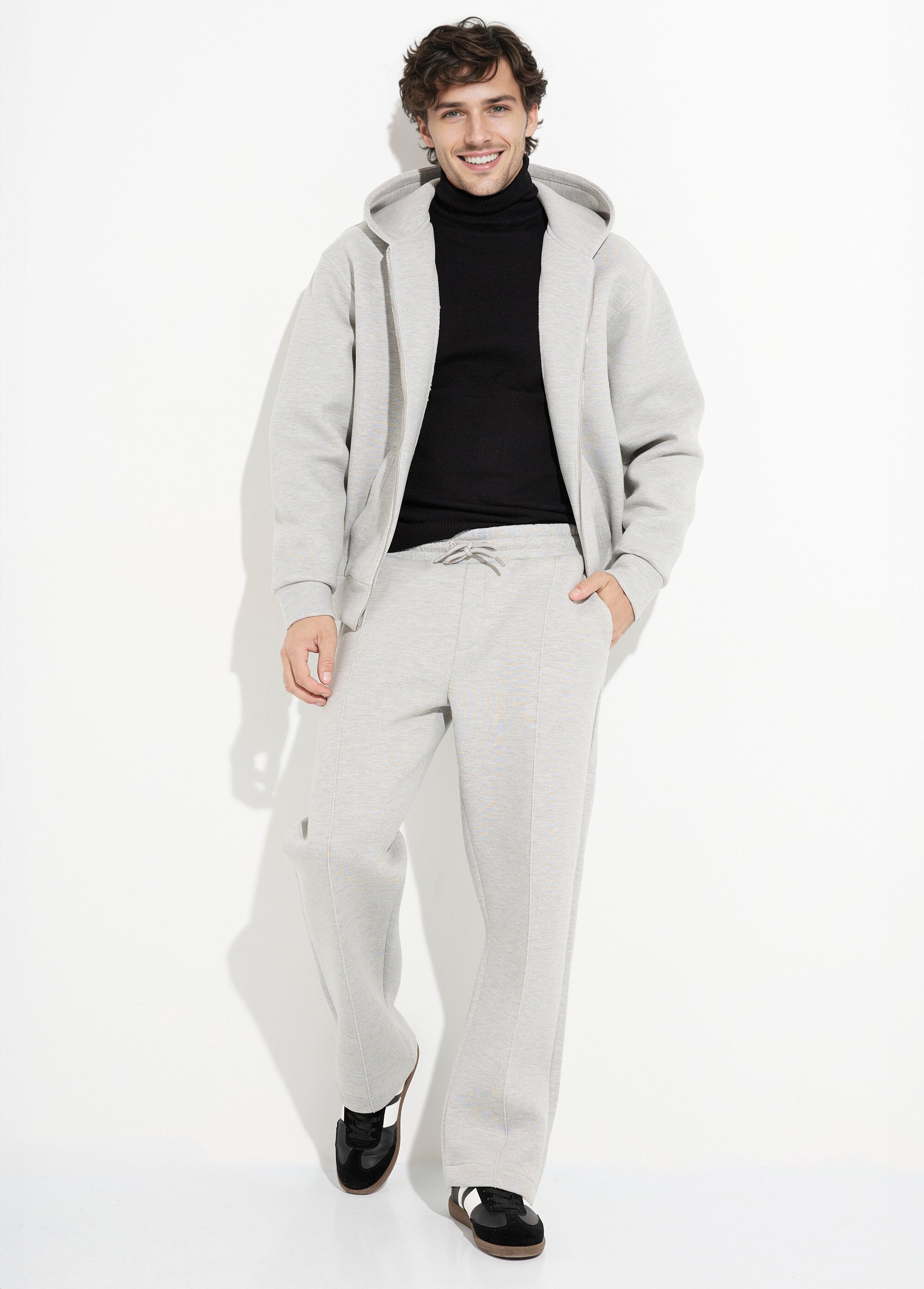 Ensemble détente épais sweat + pantalon Homme Gris IKALP2613 MV1