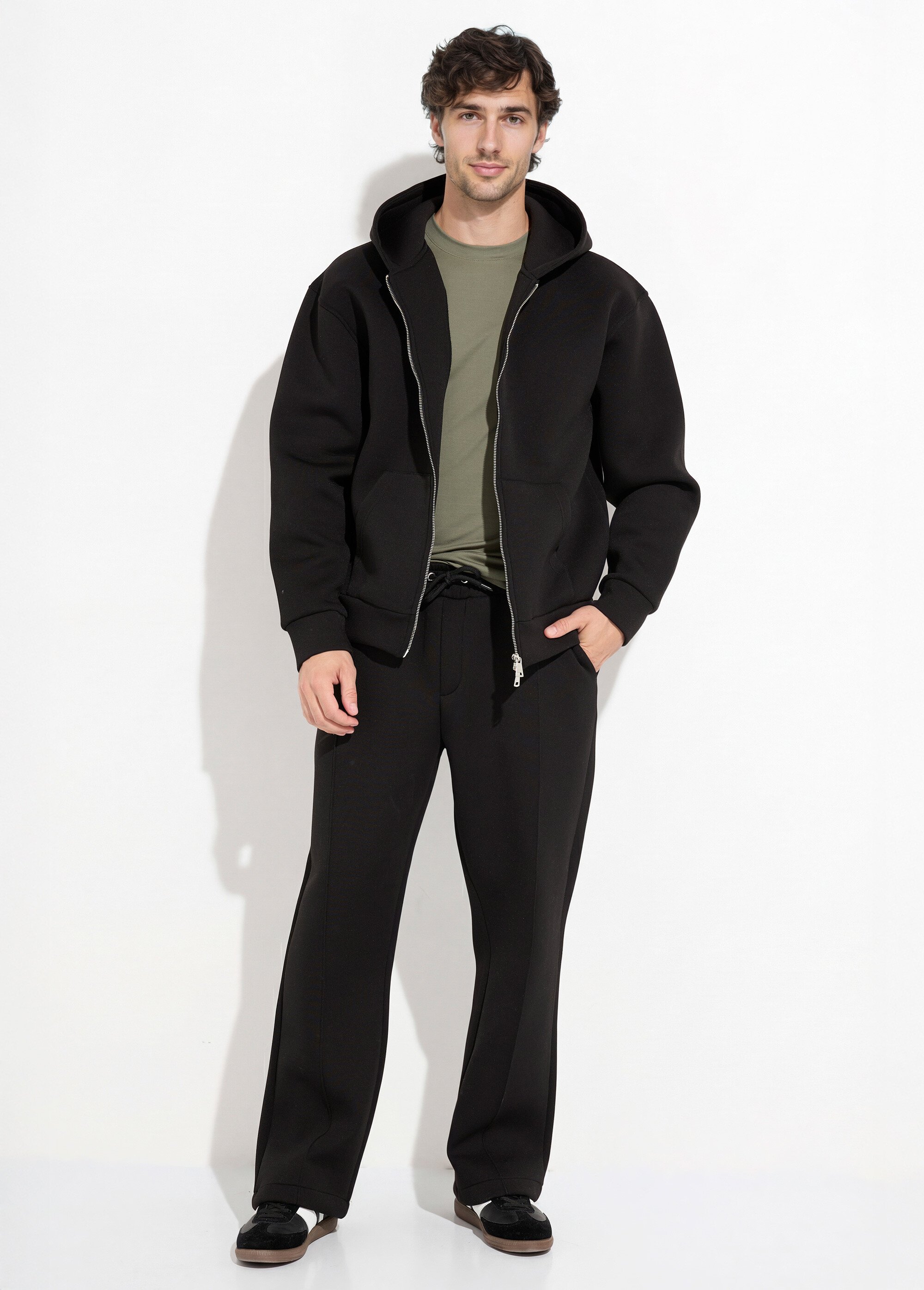 Ensemble détente épais sweat + pantalon Homme Noir IKALP2613 FA1