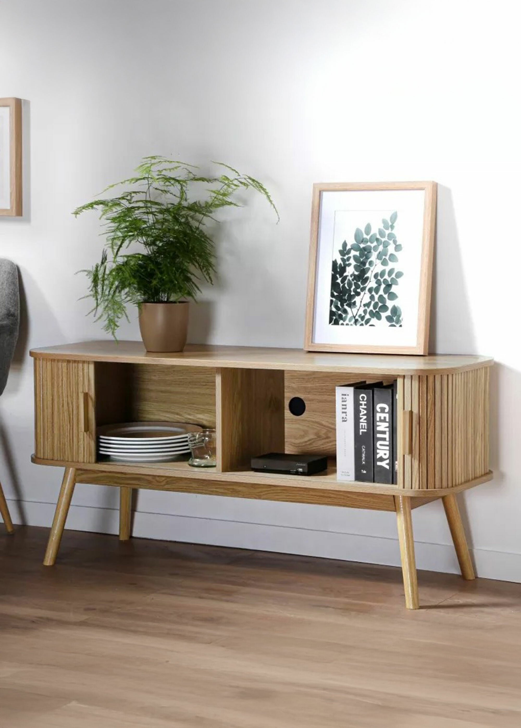 ERNEST Meuble TV portes coulissantes BEIGE CAL-13771133 SI2