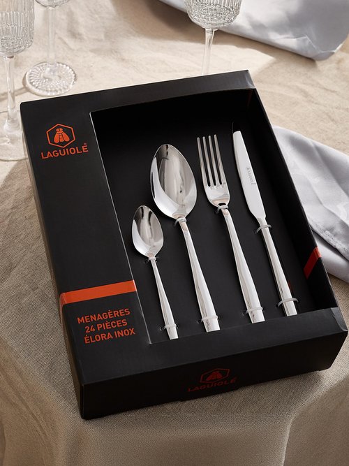 Ménagère 24 pièces inox brillant, Elora Gris 9160515 SI1