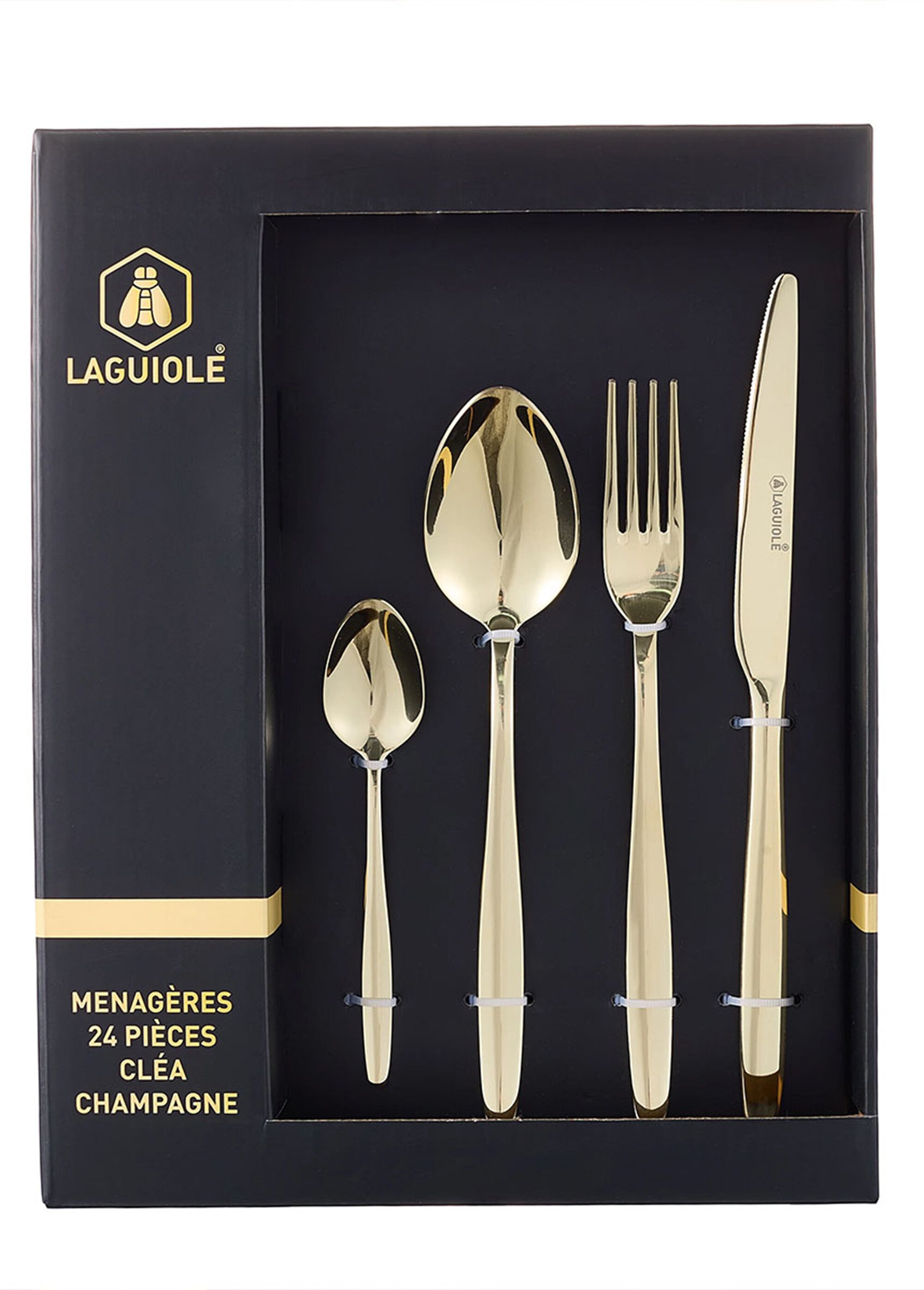 Ménagère 24 pièces inox champagne, Cléa Jaune 9160525 DE4