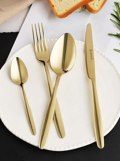 Ménagère 24 pièces inox champagne, Cléa Jaune 9160525 SI1