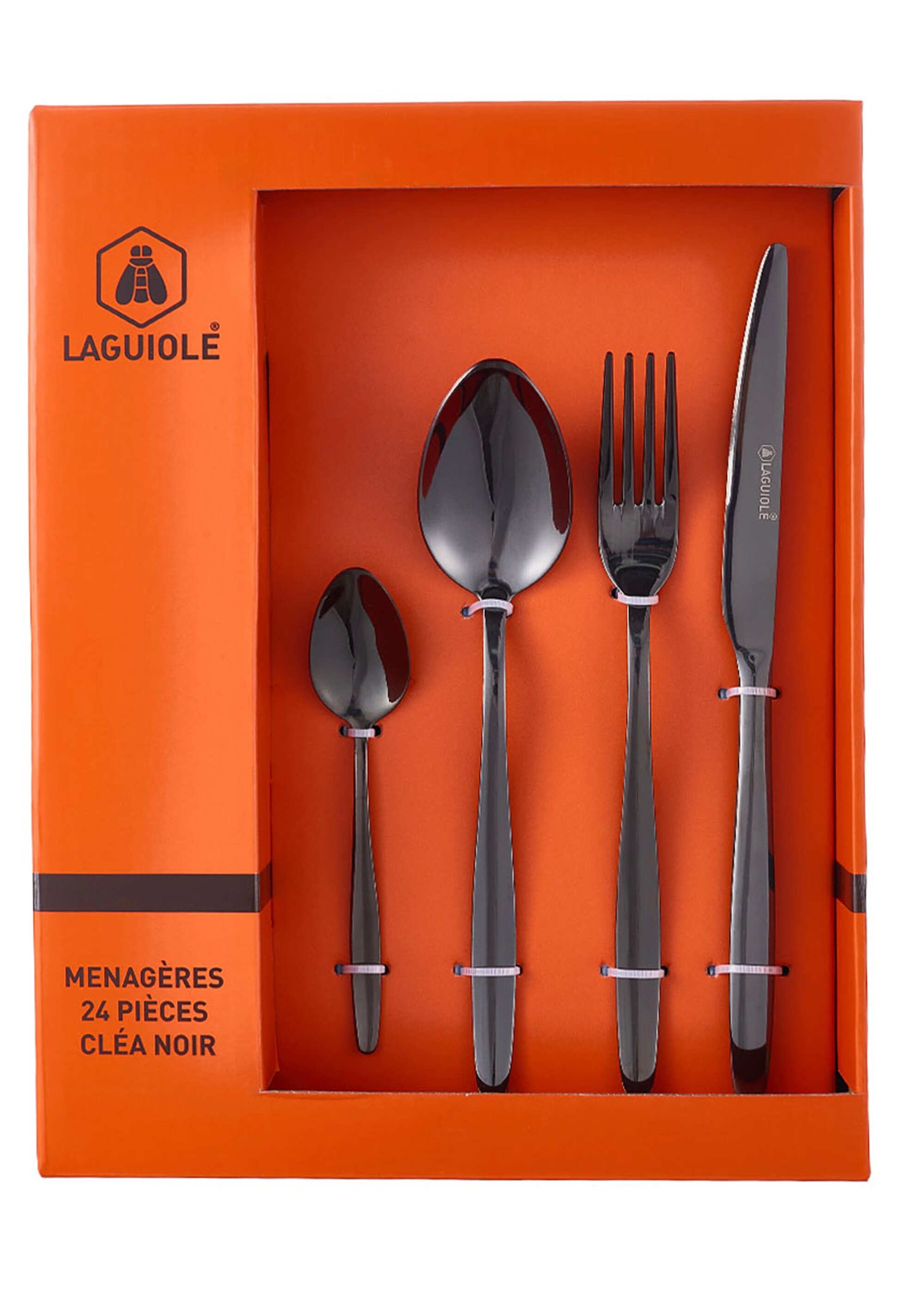 Ménagère 24 pièces inox foncé, Cléa Noir 9160520 DE4