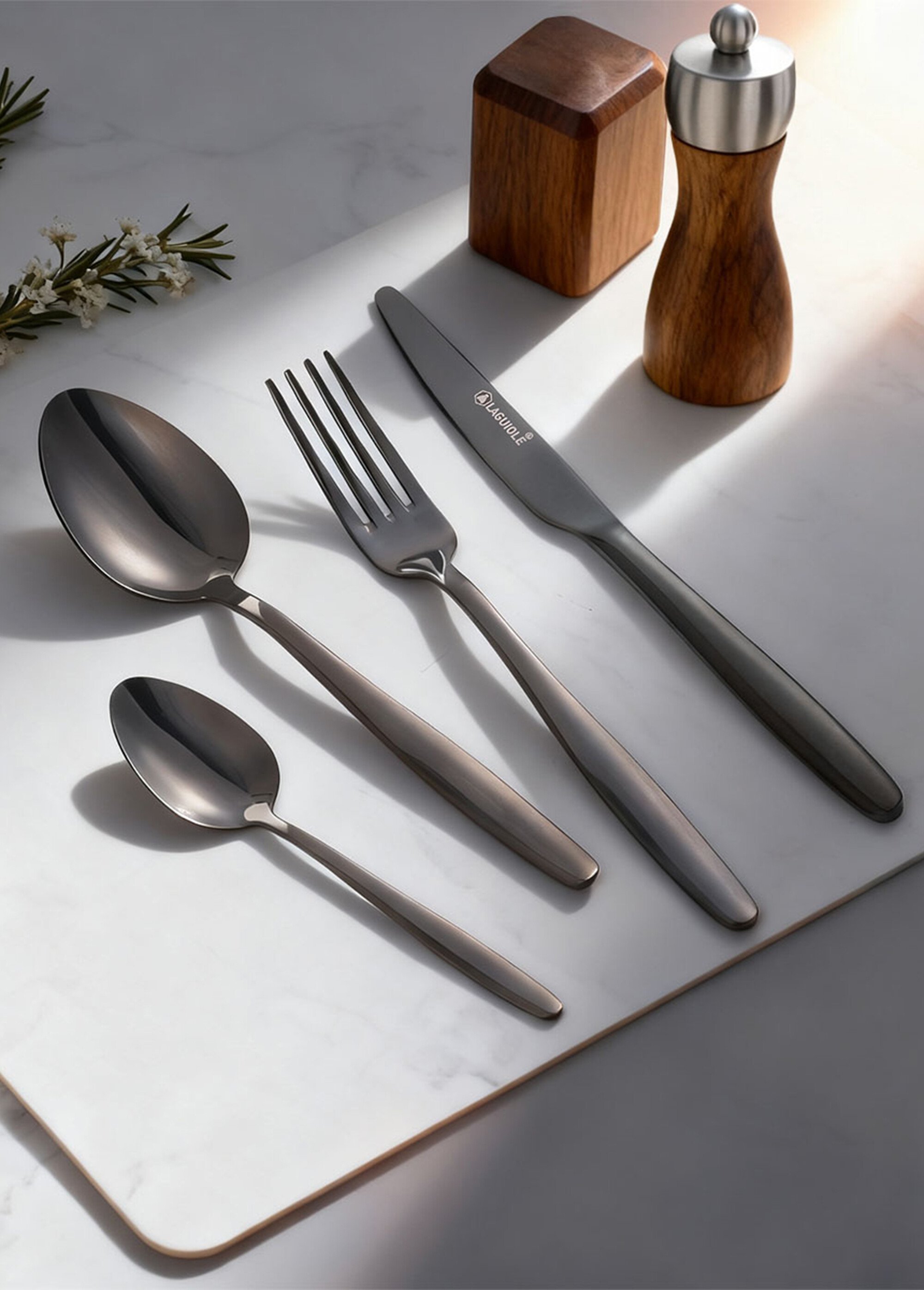 Ménagère 24 pièces inox foncé, Cléa Noir 9160520 SI1