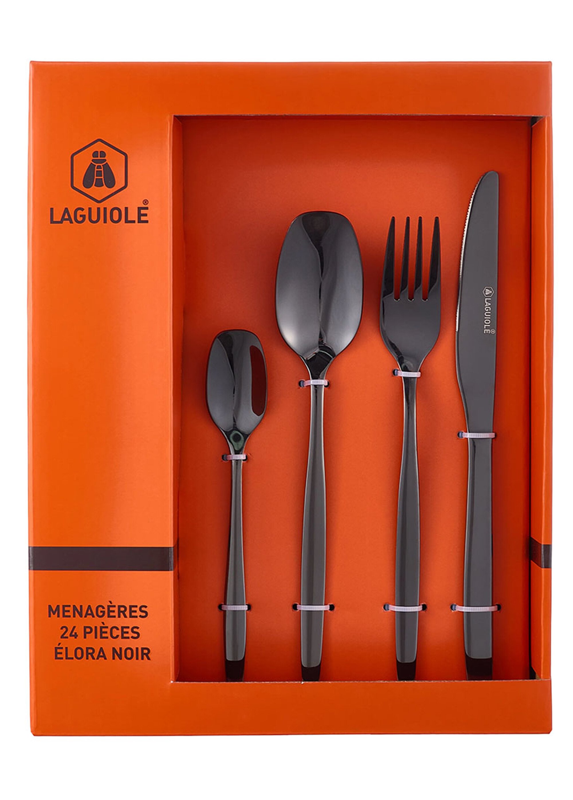 Ménagère 24 pièces inox foncé, Elora Noir 9160535 DE4