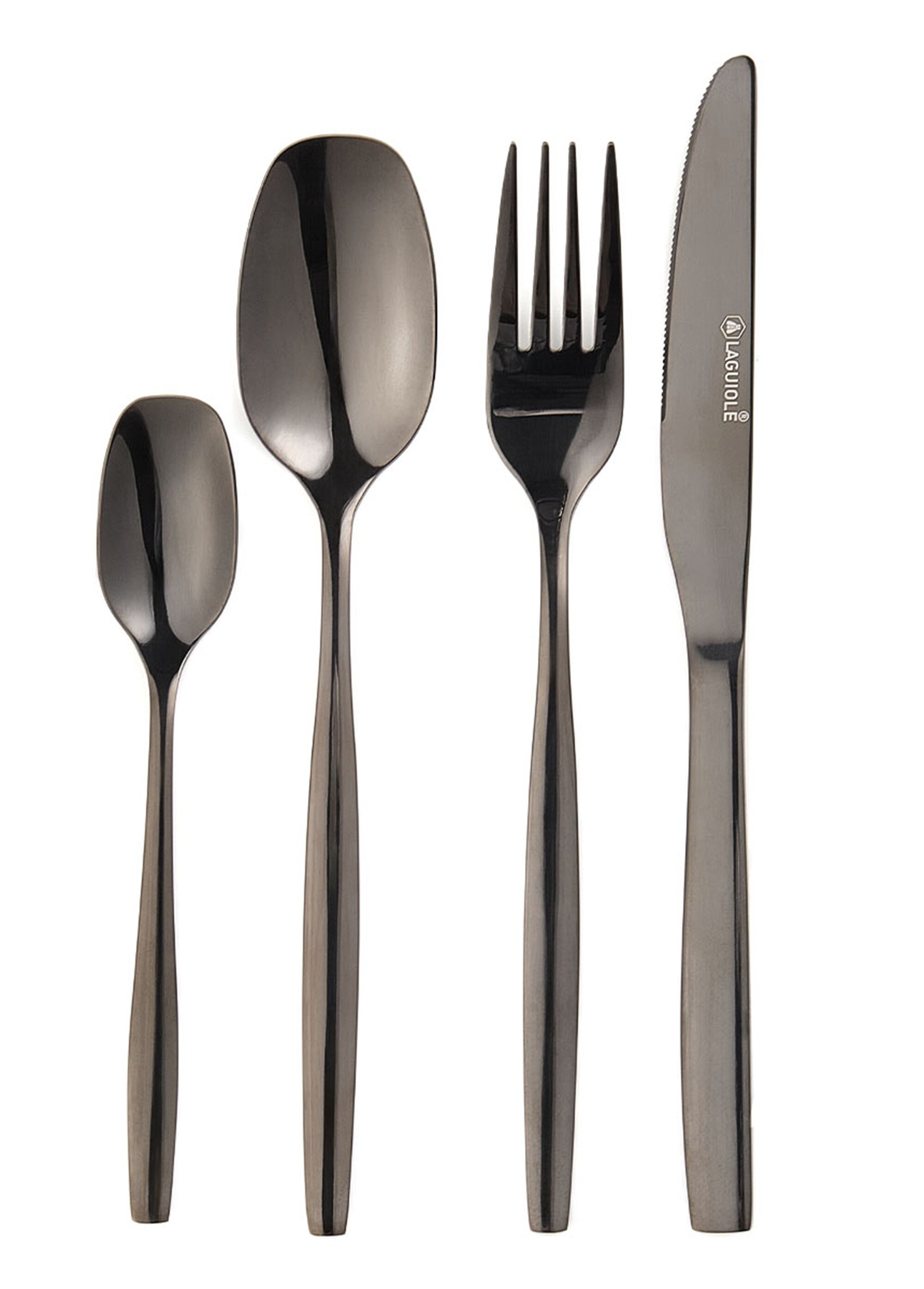 Ménagère 24 pièces inox foncé, Elora