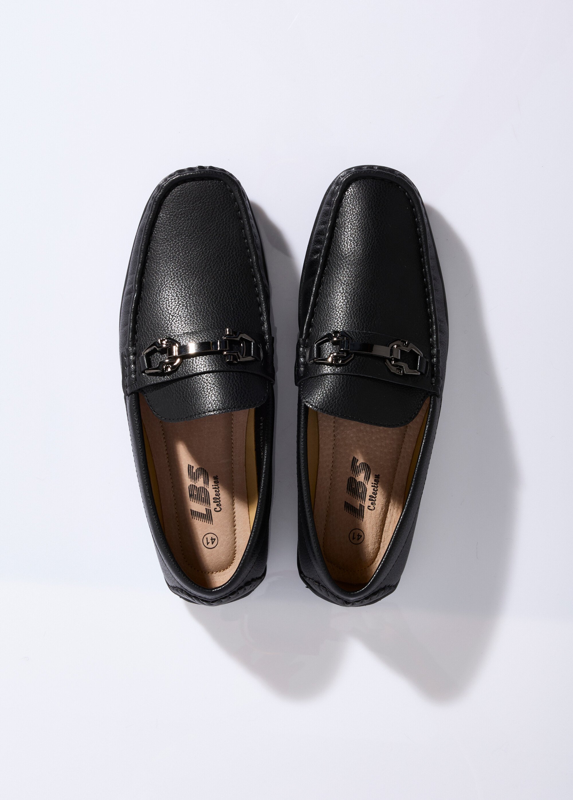 Mocassins aspect grainé, doublés cuir Homme Noir LBS-FRS8928 OV1