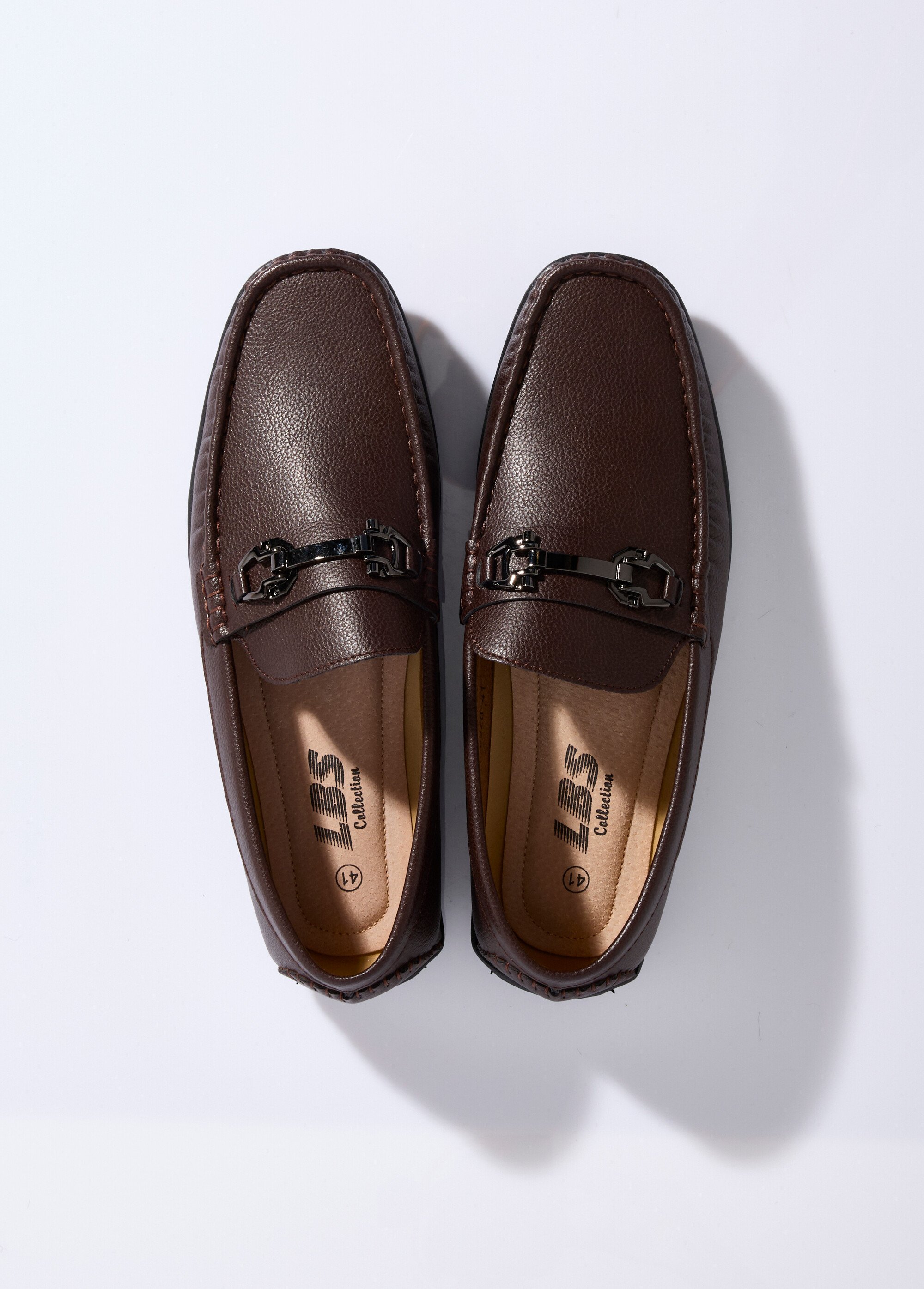 Mocassins aspect grainé, doublés cuir Homme Marron LBS-FRS8928 OV1