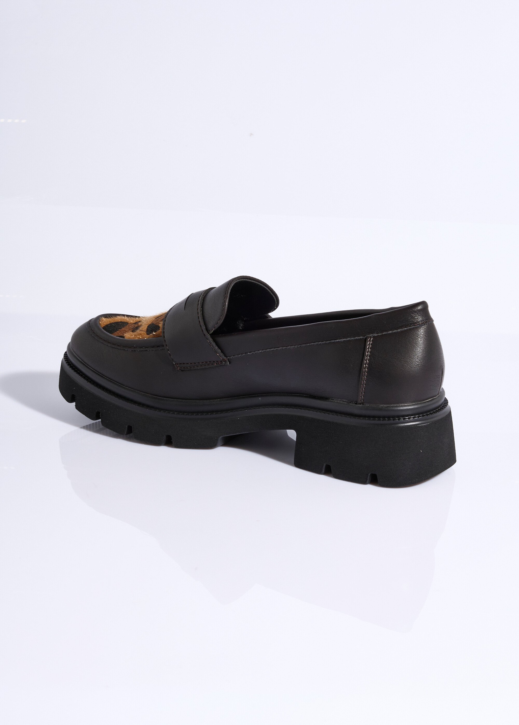 Mocassins empiècement léopard fourrure Femme NOIR ET LEOPARD LBS-DMLM9657 DO1