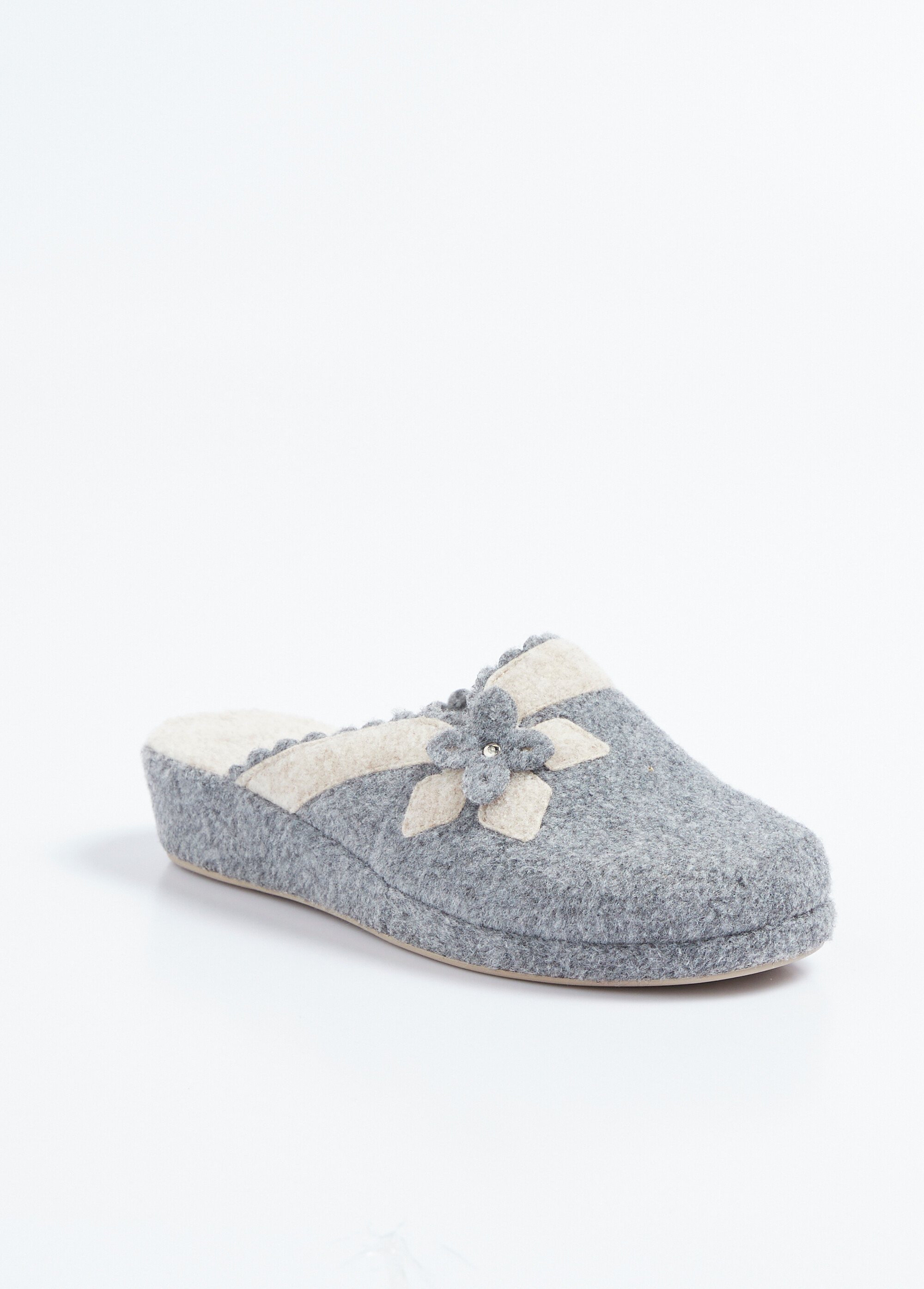Mule en feutre application florale Femme Gris OSMOSE FA1