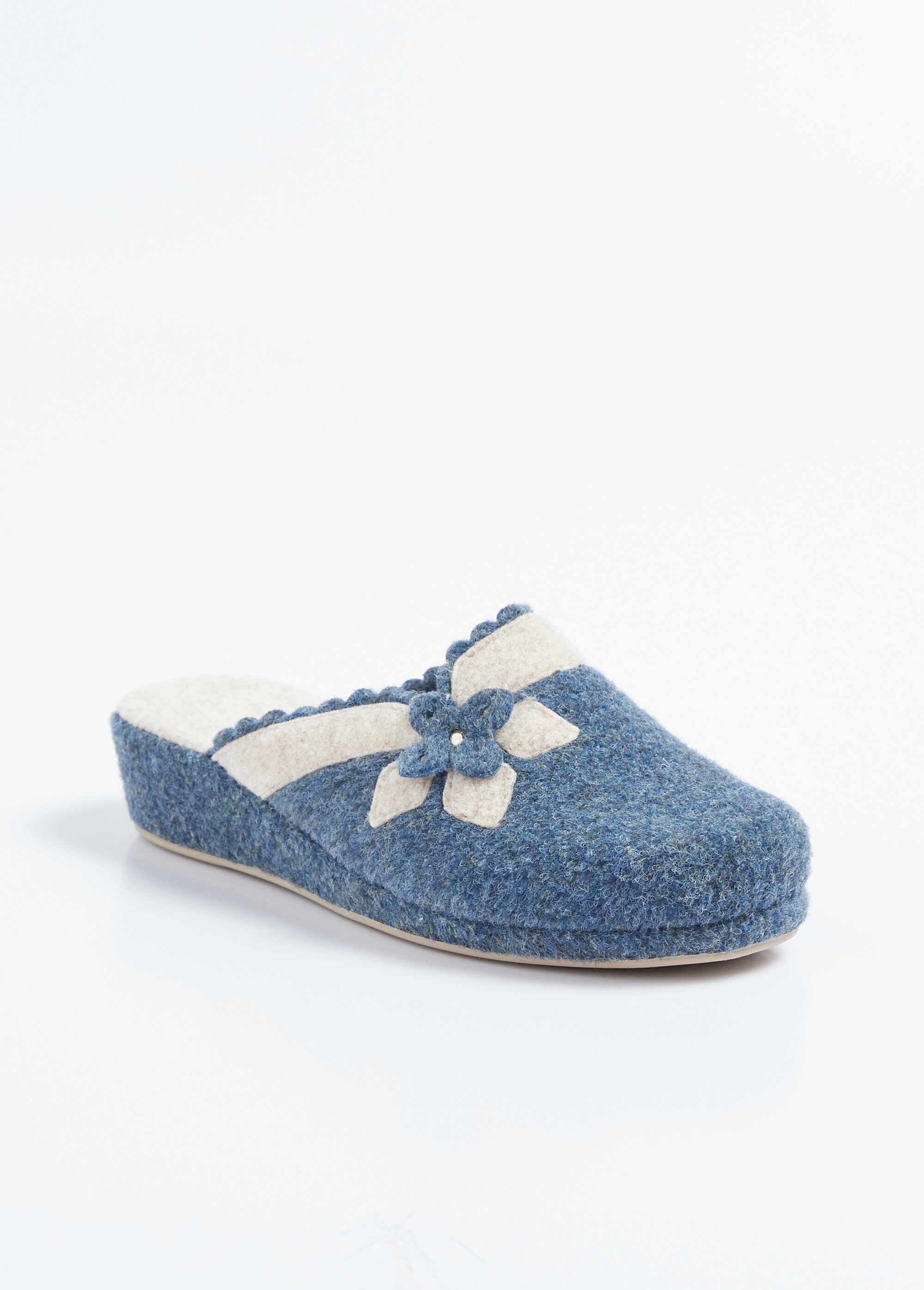 Mule en feutre application florale Femme Bleu OSMOSE FA1