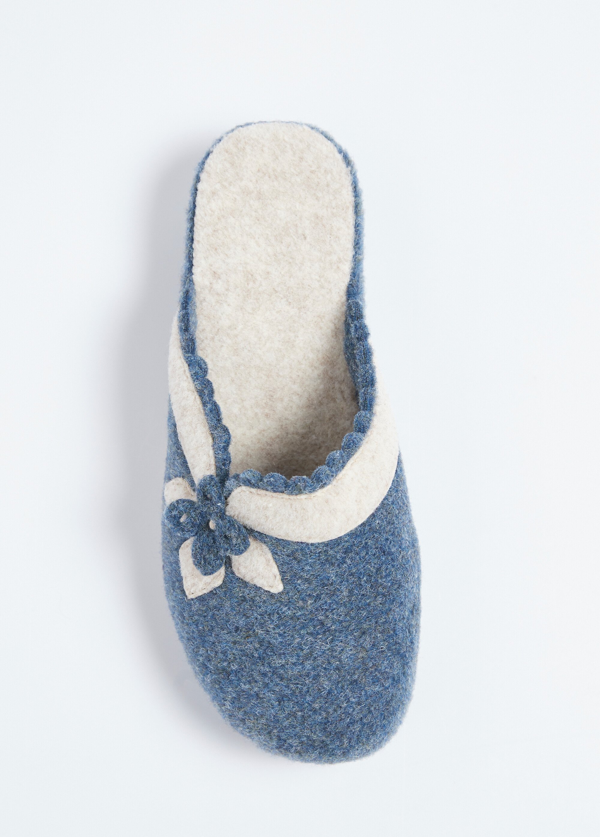 Mule en feutre application florale Femme Bleu OSMOSE OV1