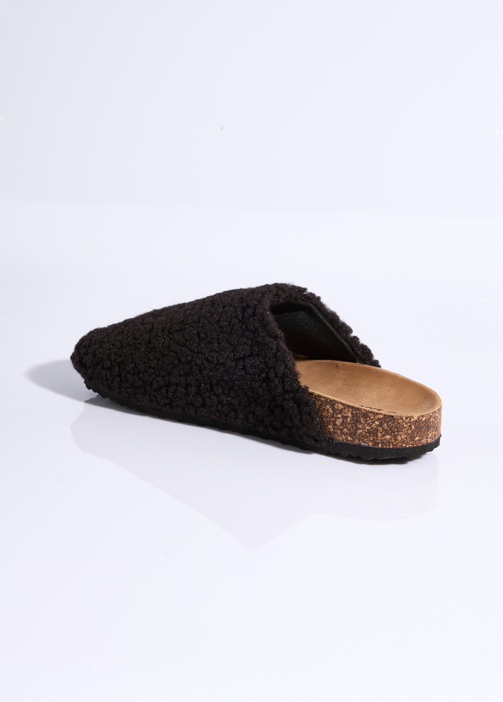 Mules en fourrure façon laine bouclée