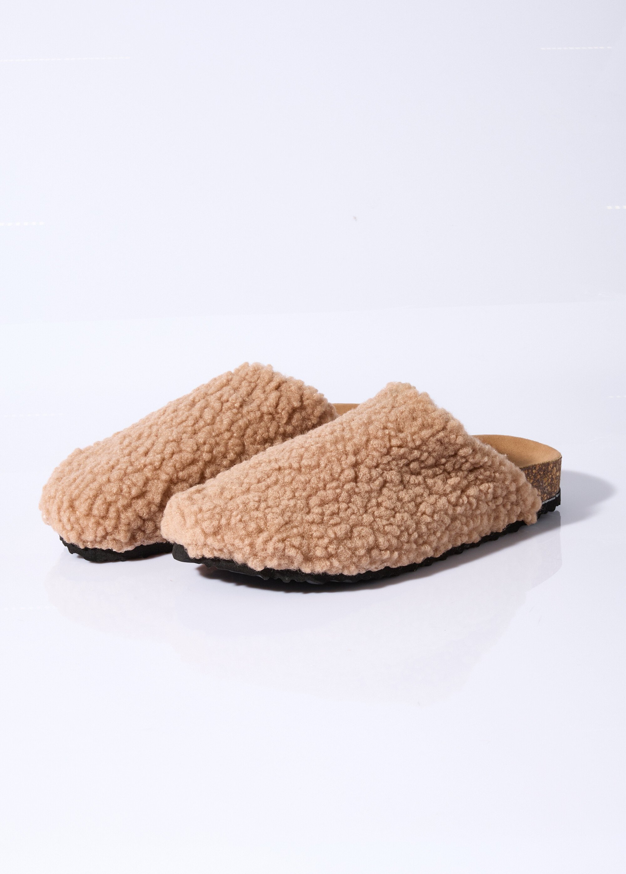 Mules en fourrure façon laine bouclée Femme Rose LBS-BDL9208 DE1