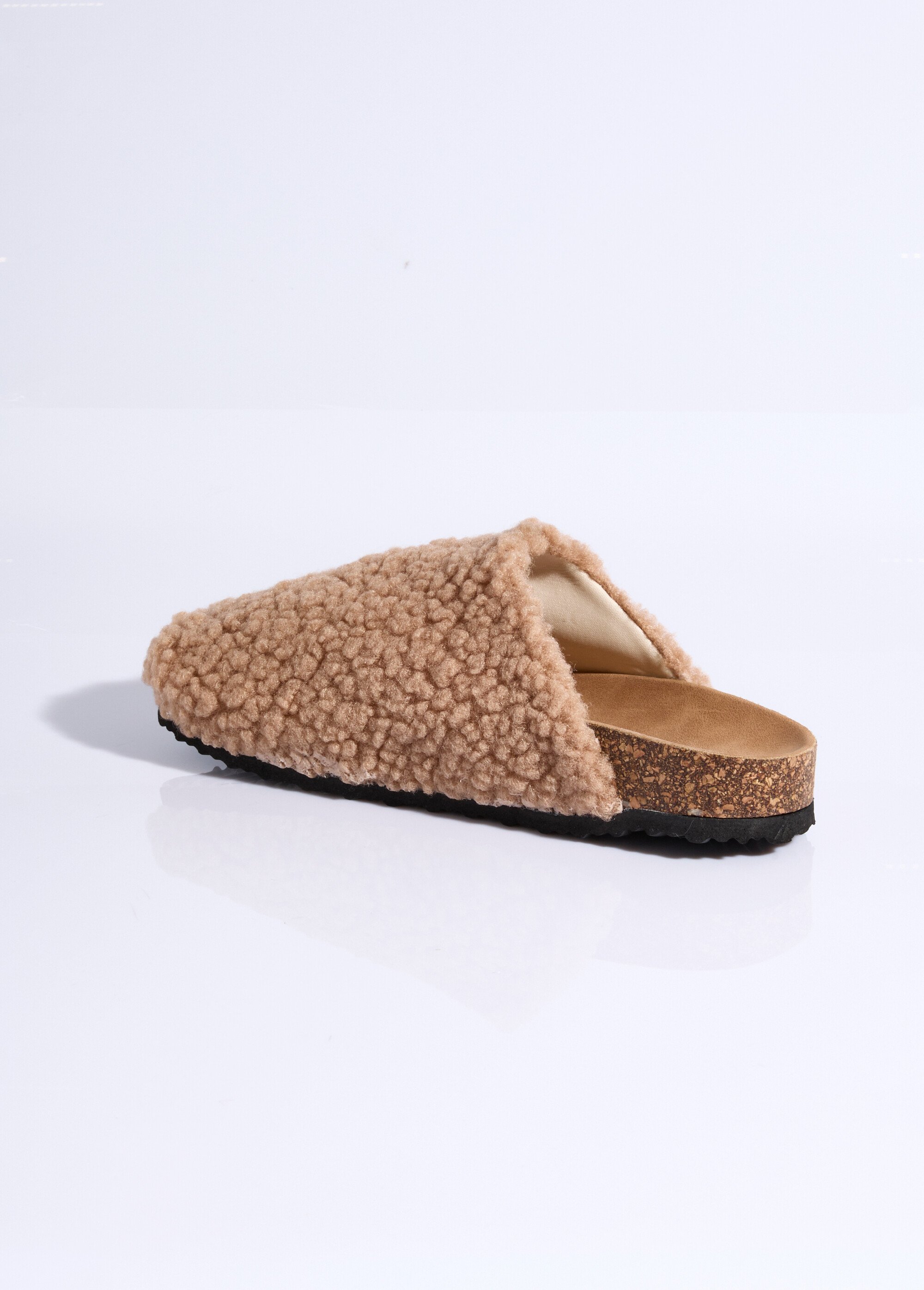 Mules en fourrure façon laine bouclée Femme Rose LBS-BDL9208 DO1