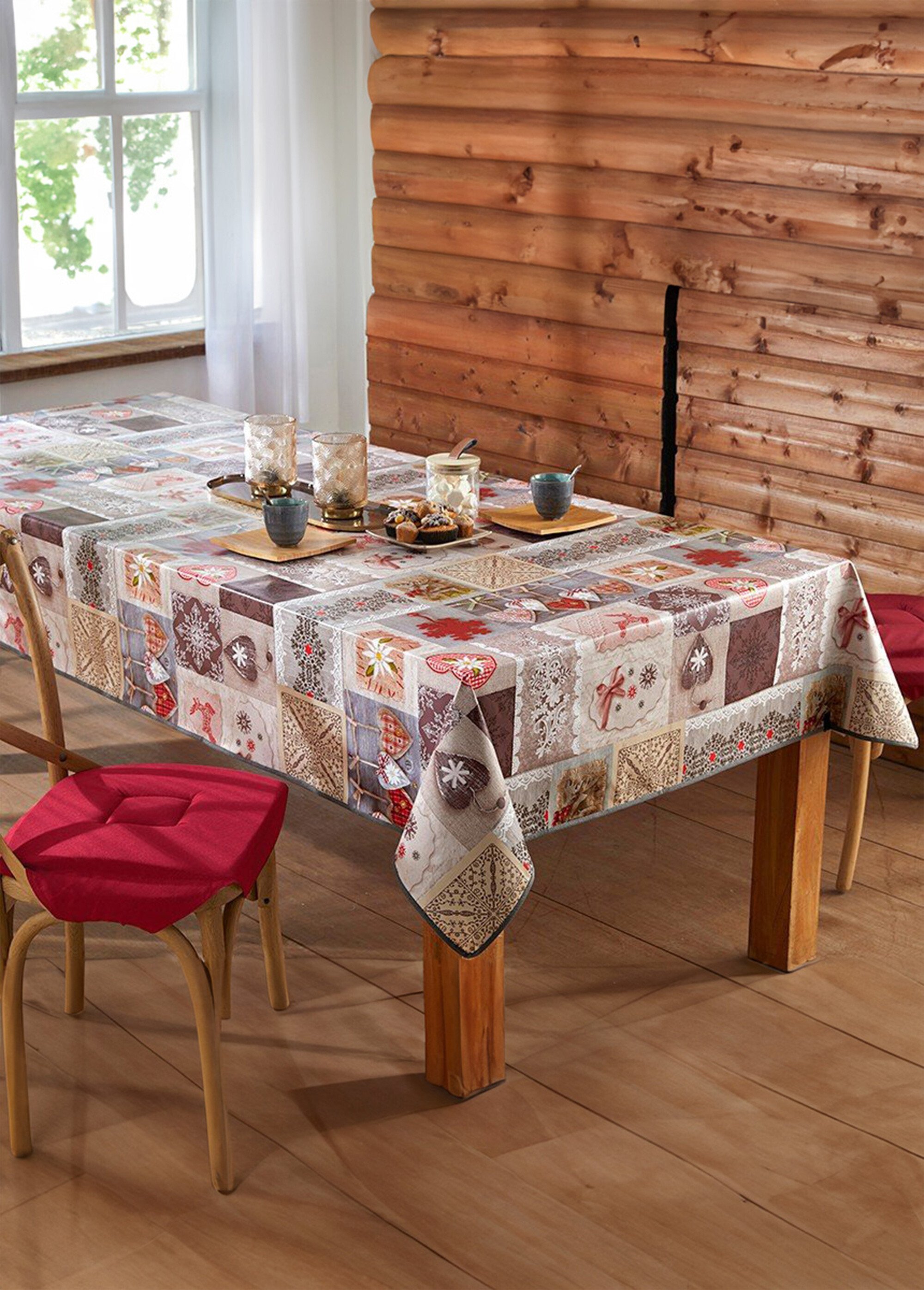 Nappe toile cirée imprimé esprit chalet