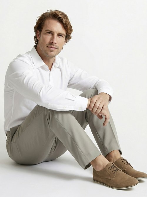 Pantalon ceinture ajustable invisible polyester Homme Beige FABIEN MV1