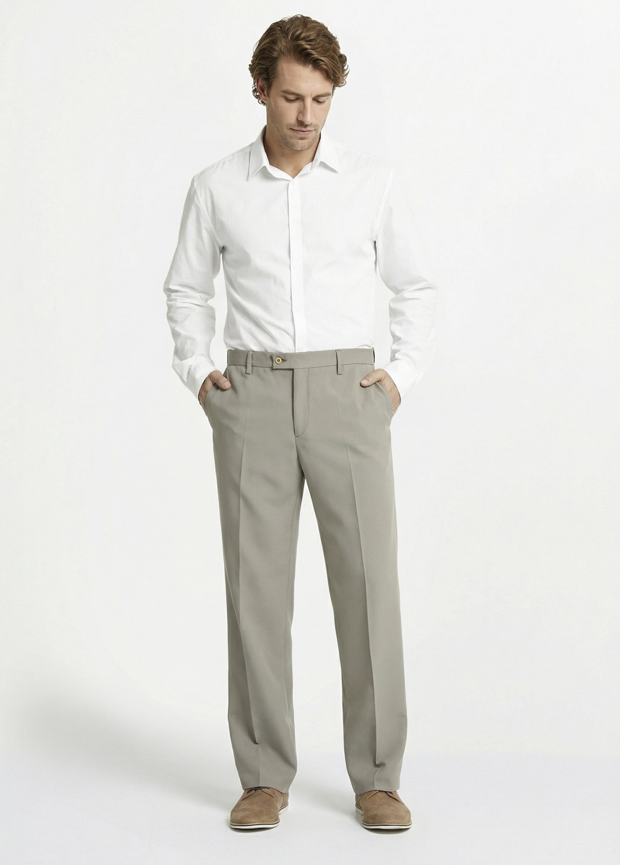 Pantalon ceinture ajustable invisible polyester Homme Beige FABIEN SI1