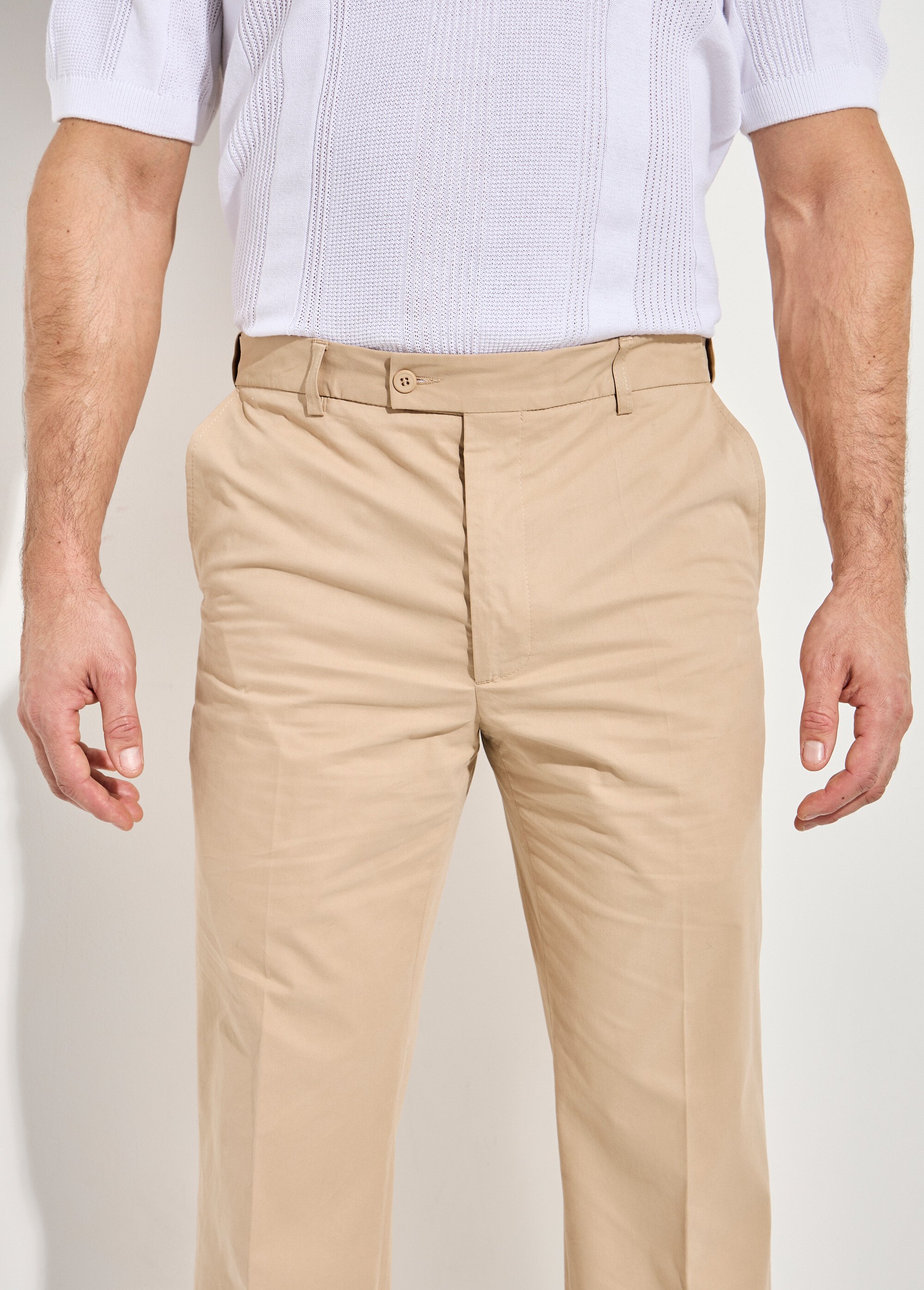 Pantalon ceinture ajustable invisible polycoton Homme Beige FORAIN DE1