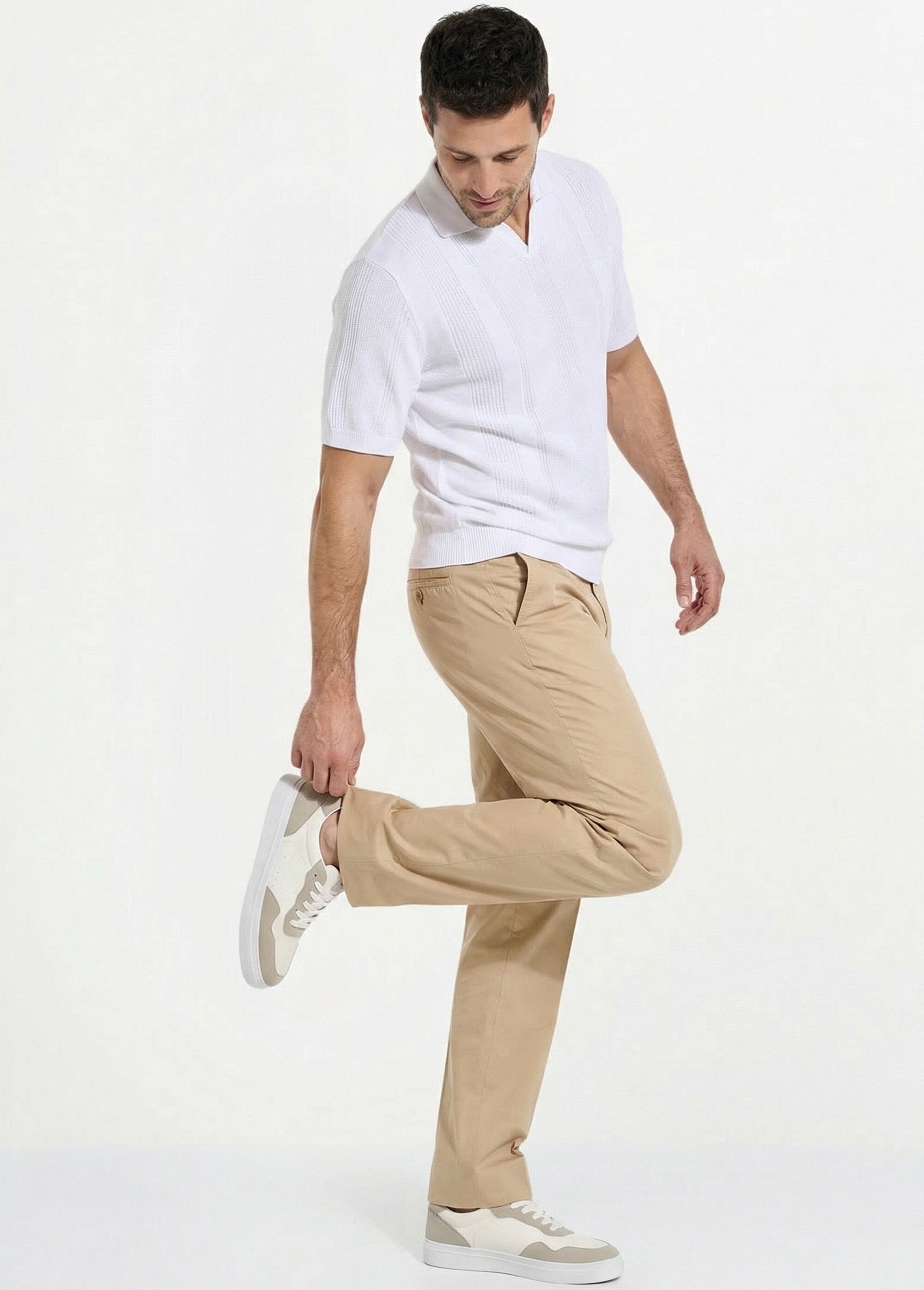 Pantalon ceinture ajustable invisible polycoton Homme Beige FORAIN MV1