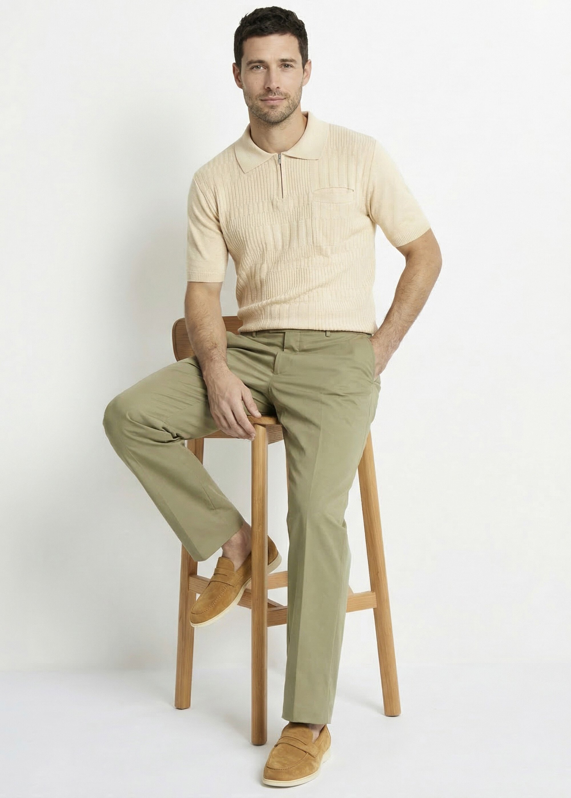 Pantalon ceinture ajustable invisible polycoton Homme Vert FORAIN MV1