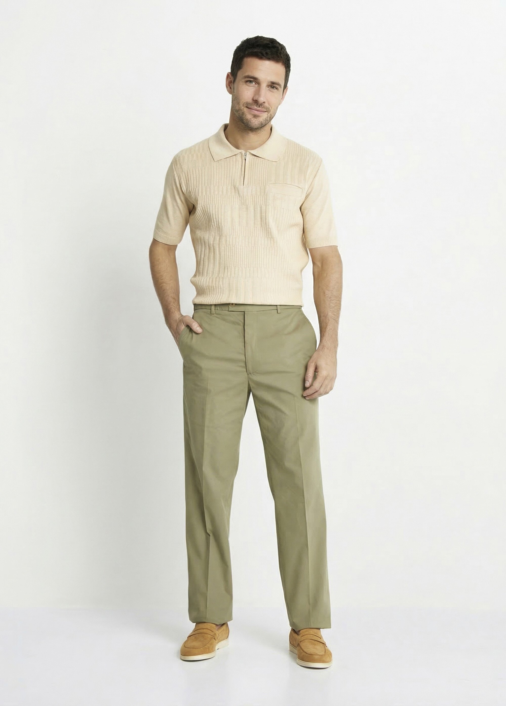 Pantalon ceinture ajustable invisible polycoton Homme Vert FORAIN SF1