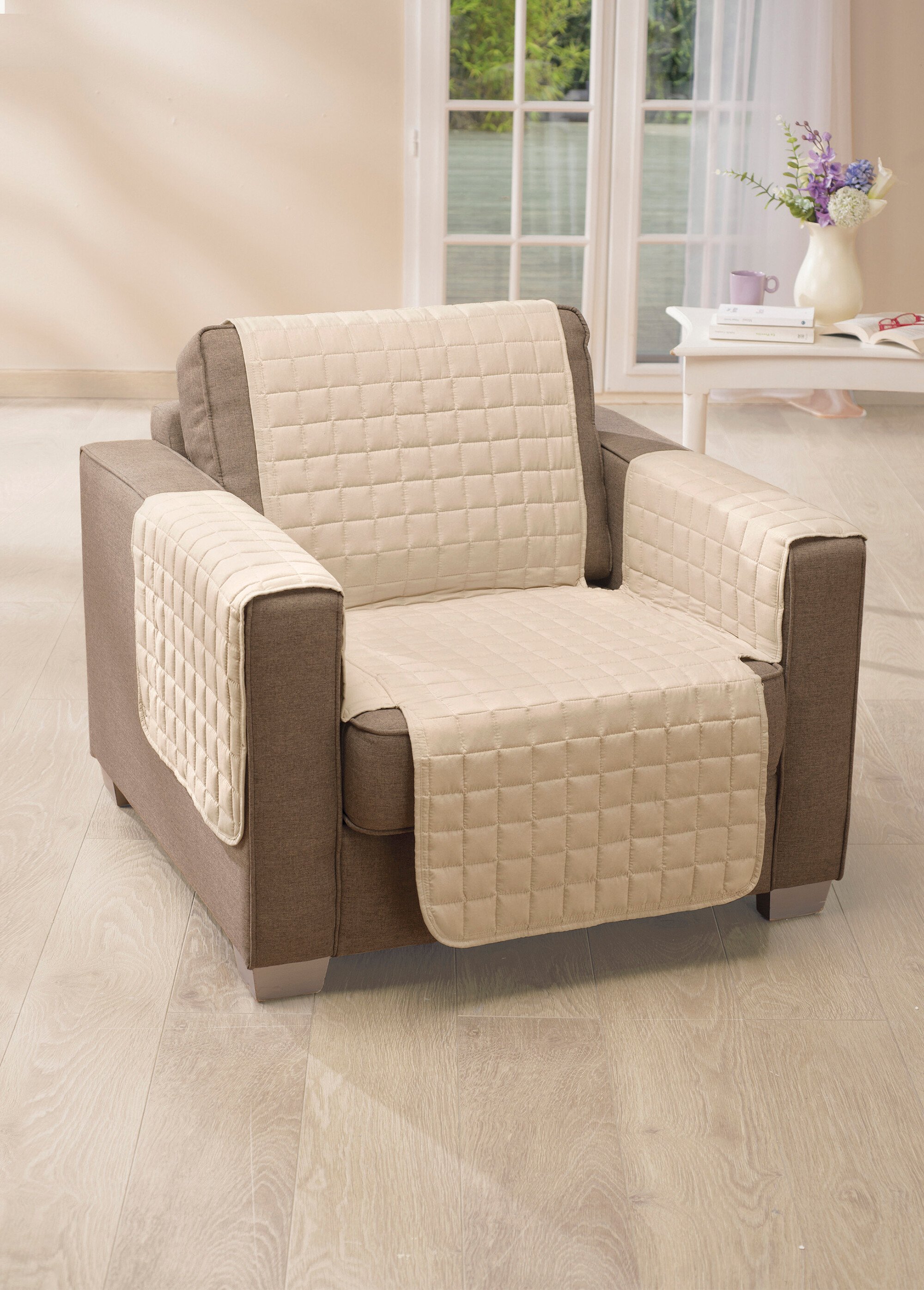 Protège-salon antiglisse microfibre matelassé