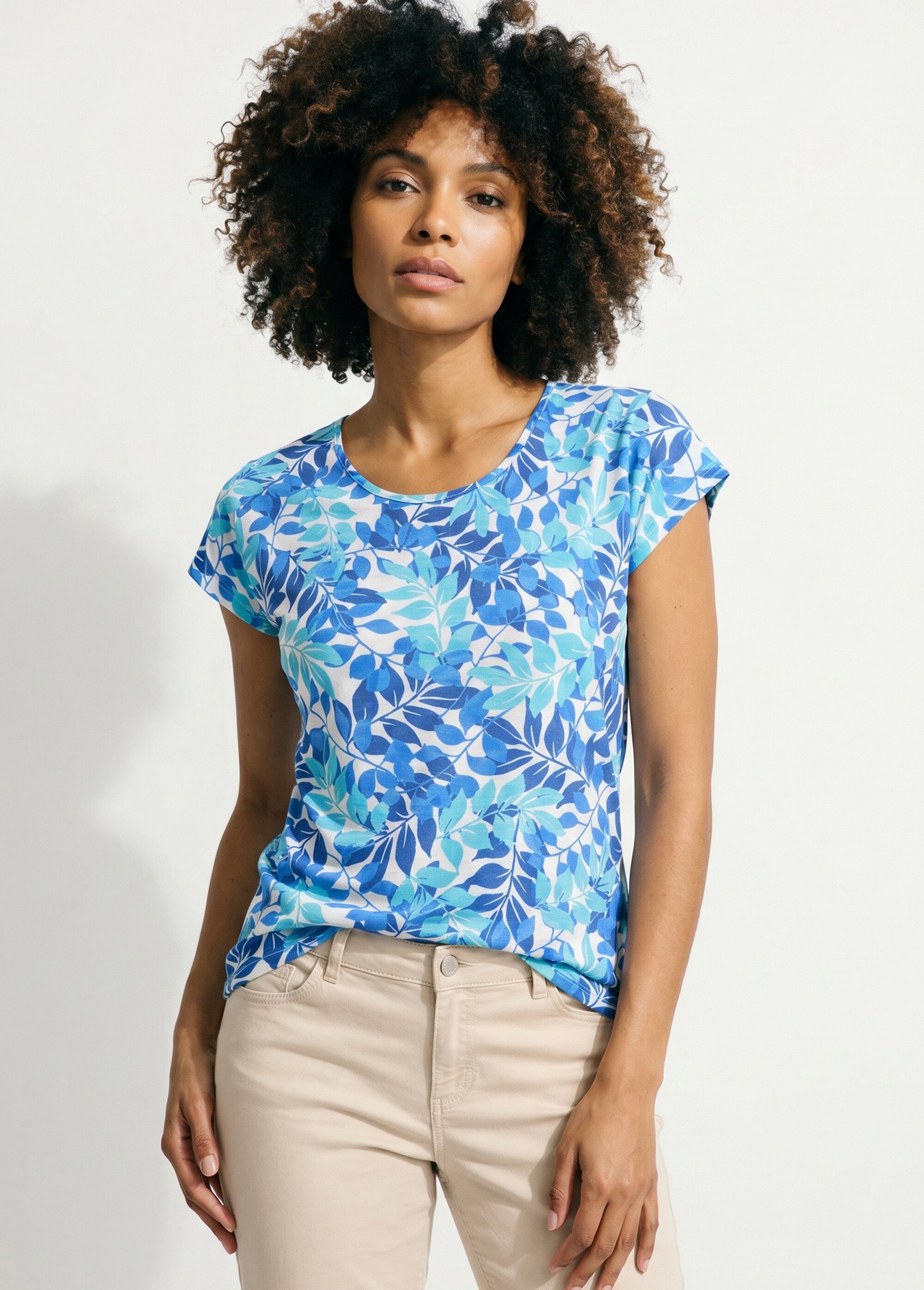 T-shirt manches courtes imprimé feuillage col rond Femme Vert CHARME FA1