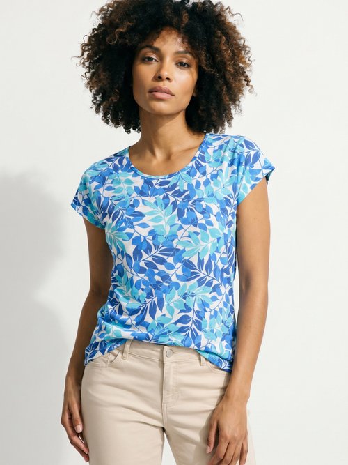 T-shirt manches courtes imprimé feuillage col rond Femme Vert CHARME FA1