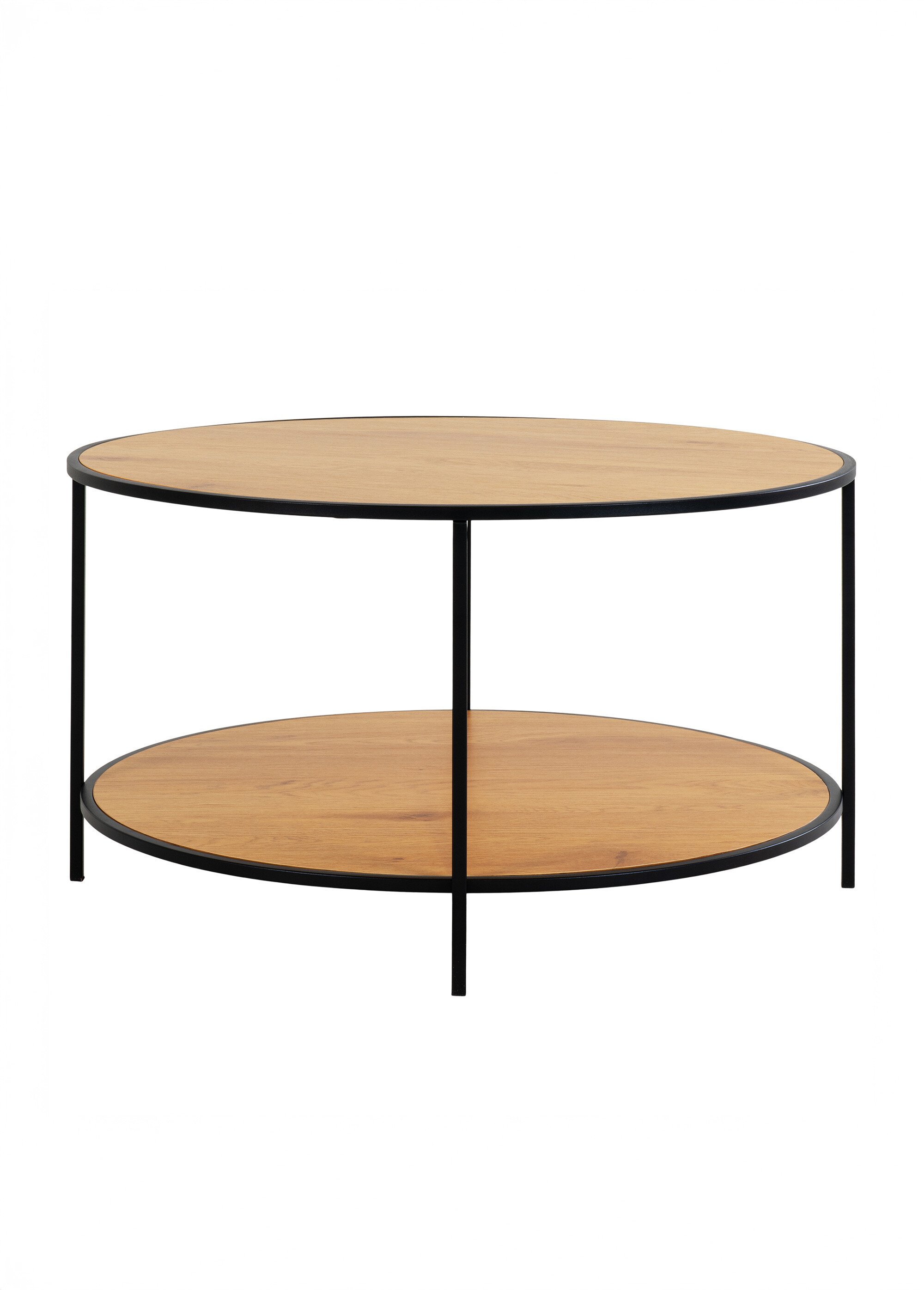 Table basse métal 2 niveaux, effet chêne BEIGE HN-2101515 DE1