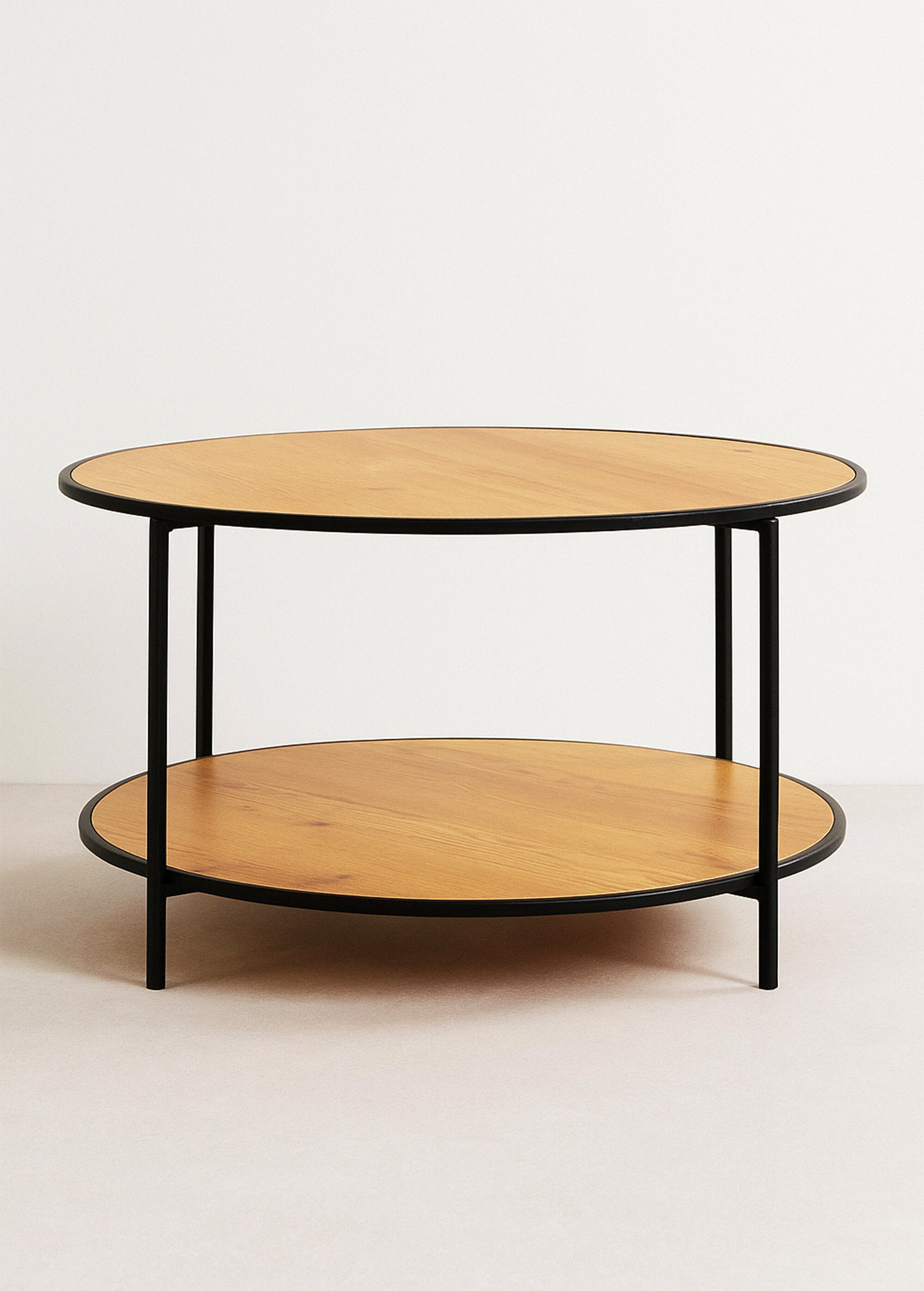 Table basse métal 2 niveaux, effet chêne BEIGE HN-2101515 FA1