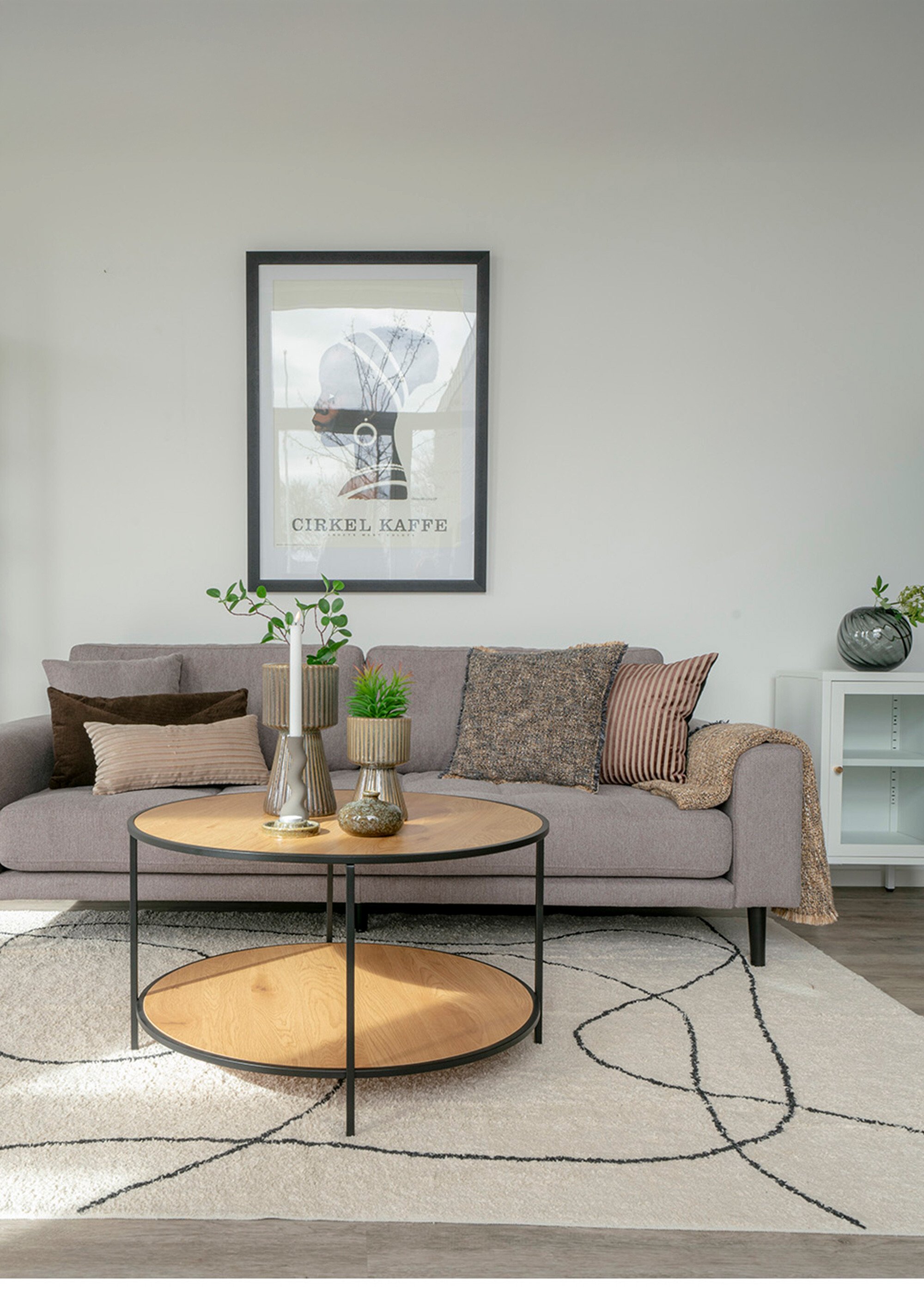 Table basse métal 2 niveaux, effet chêne BEIGE HN-2101515 SI1