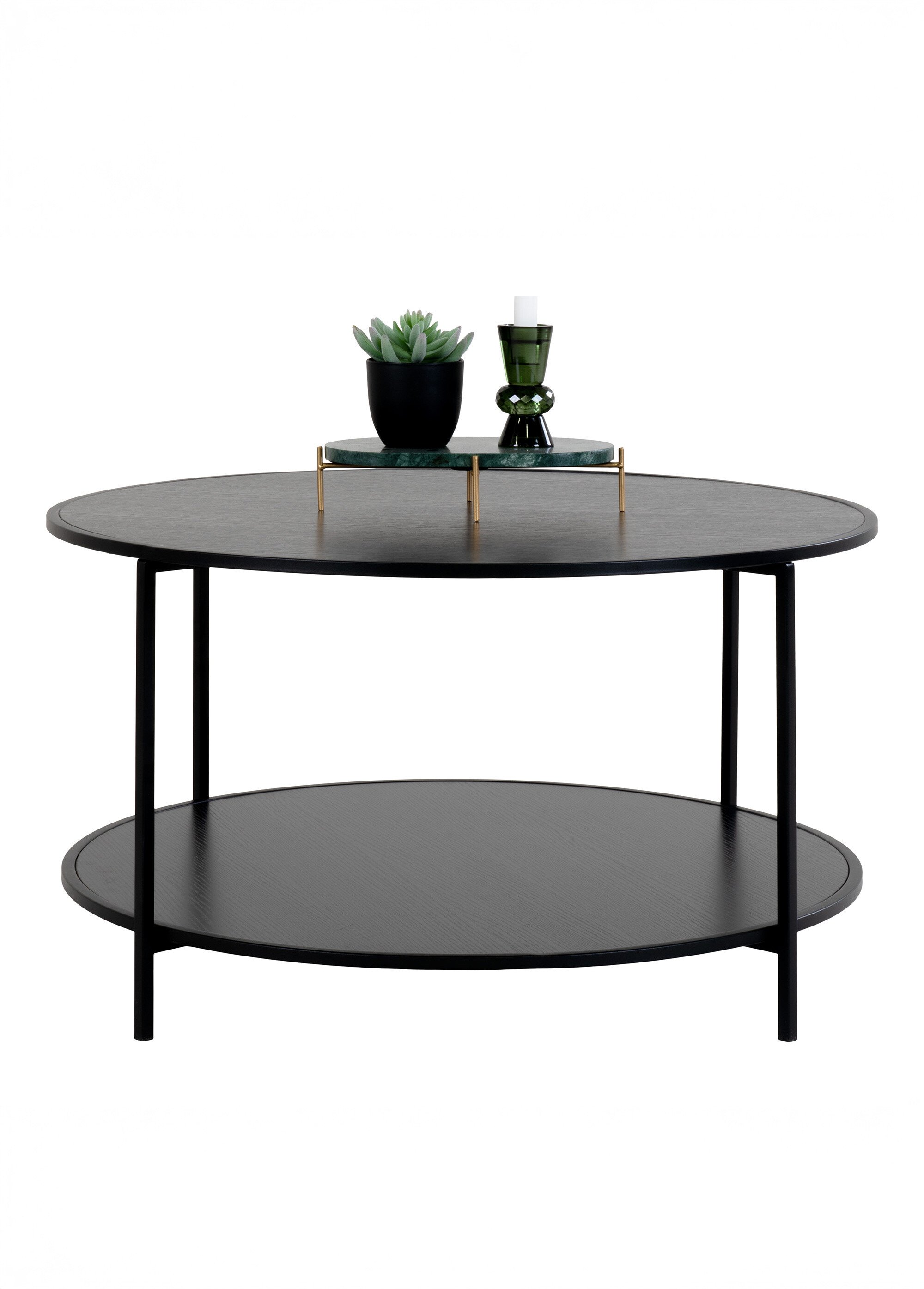 Table basse ronde en métal, 2 niveaux NOIR HN-2101510 SI2