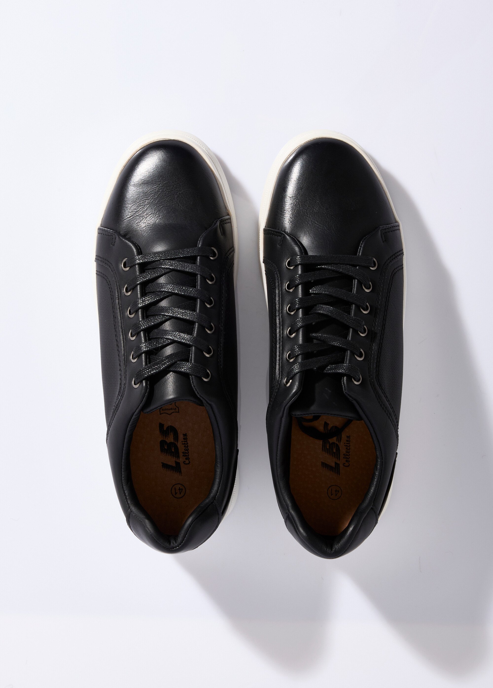 Baskets style épuré avec lacets cirés Homme Noir LBS-FTK9185 OV1
