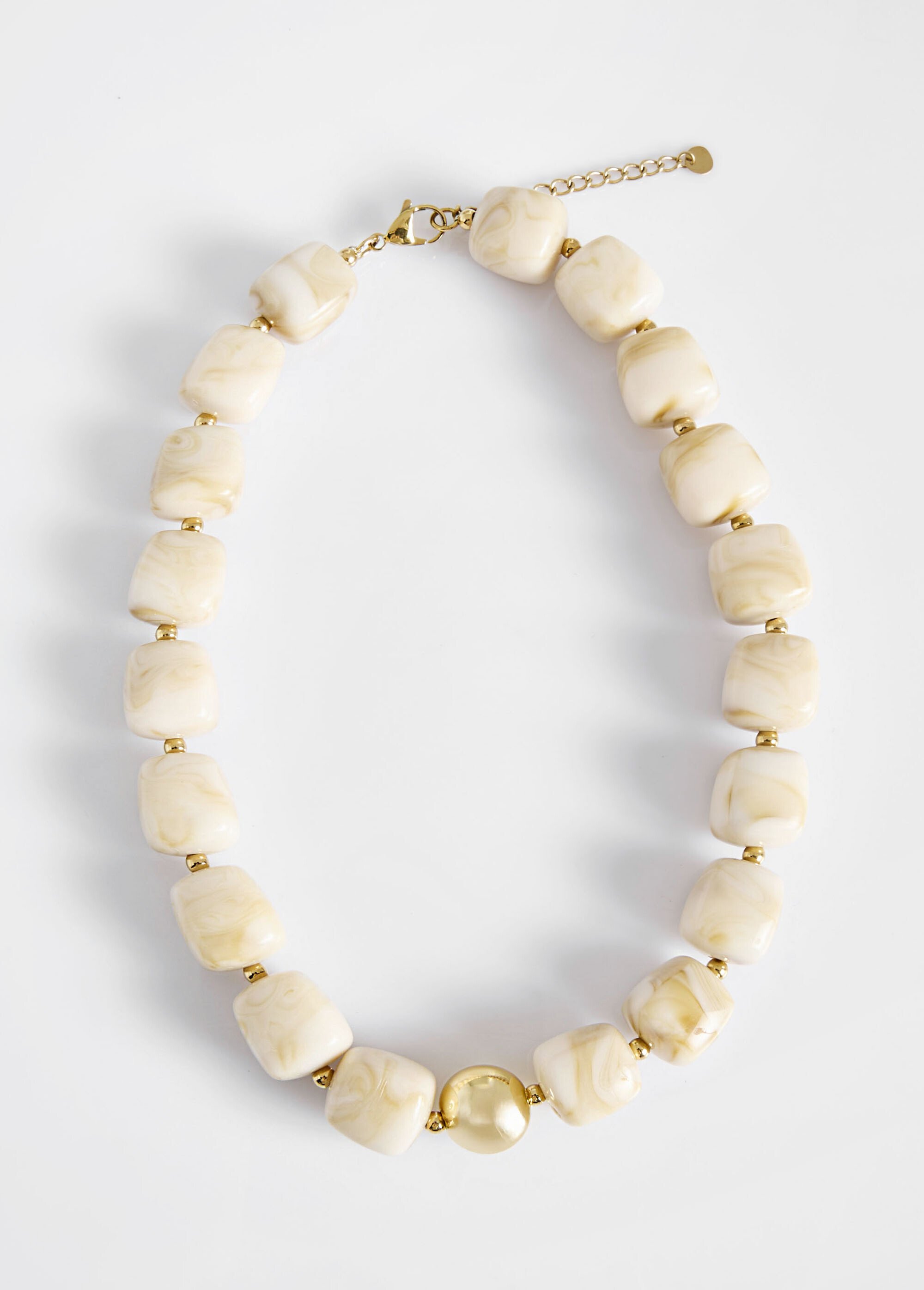 Collier perles en résine et acier inox