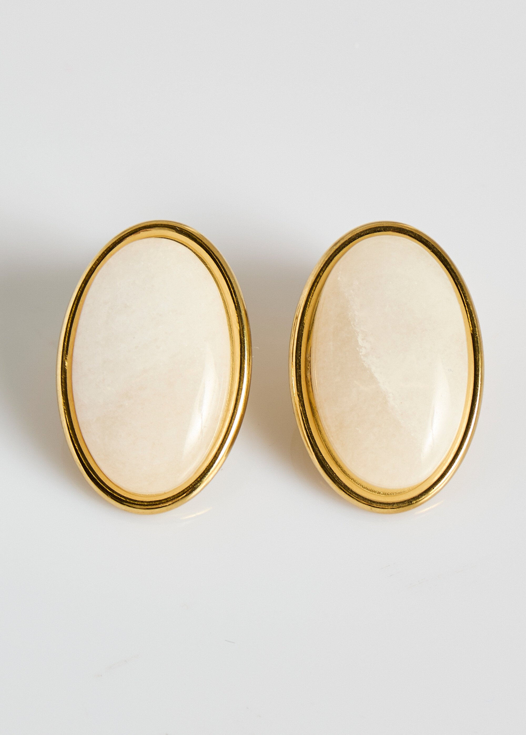 Boucles d'oreilles médaillon ovale inox Blanc ELL-KBO-111 FA1